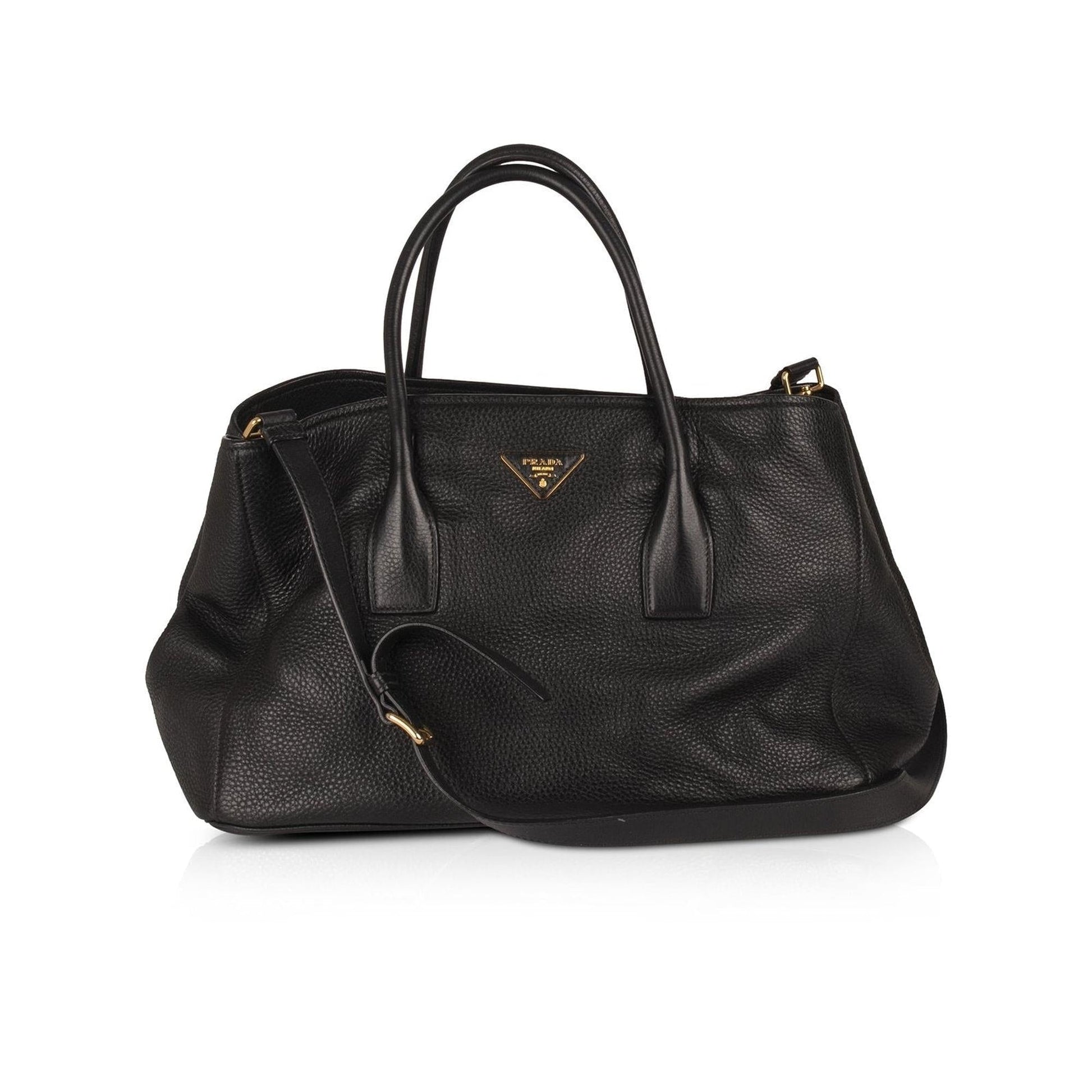 Prada Vitello Daino Tote Handbag Black Large Tote Bag