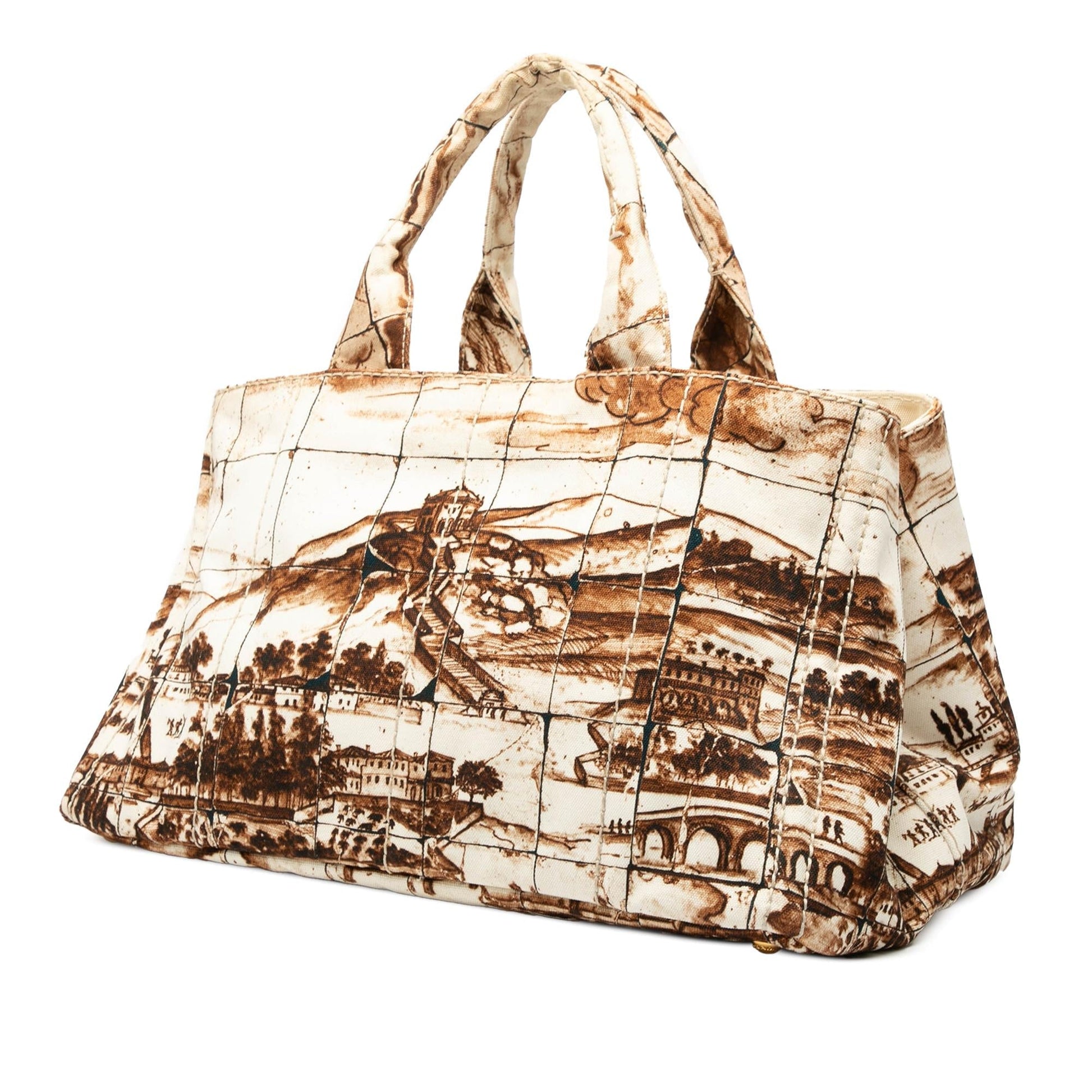 Prada Canapa Azulejos Satchel Canvas Large Satchel Bag Azulejos Satchel 1