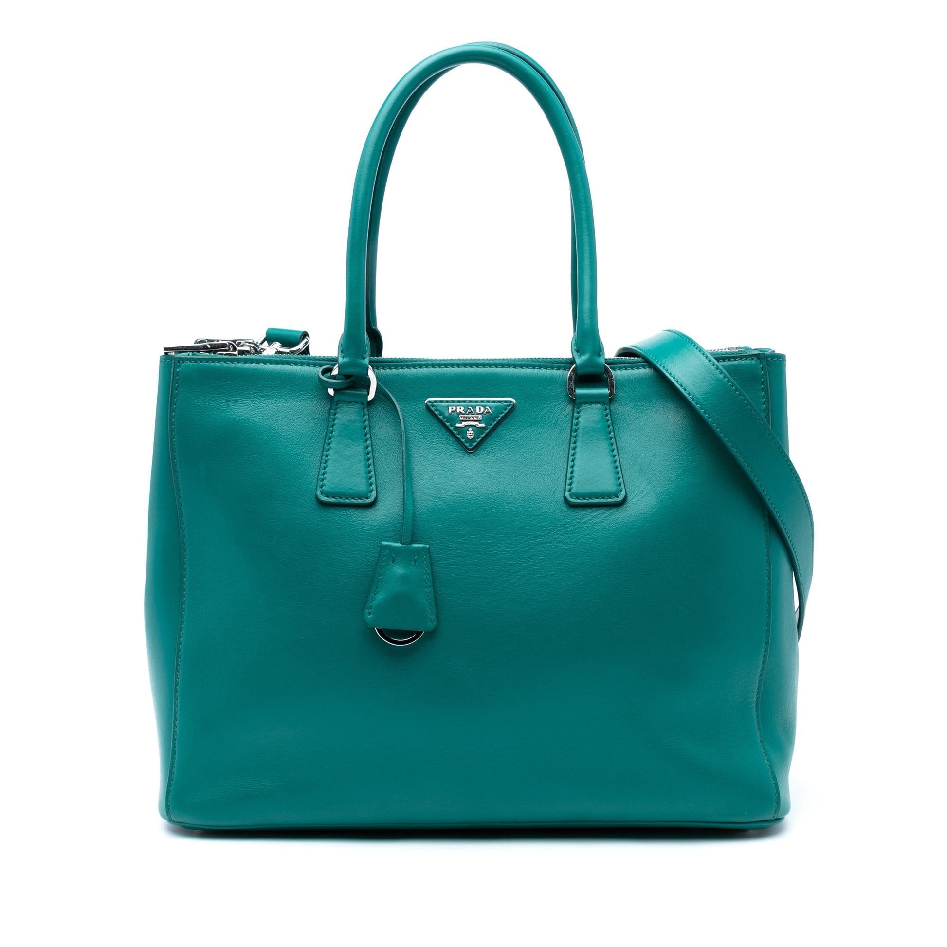 Prada City Calf Galleria Double Satchel Large Zip Satchel Bag