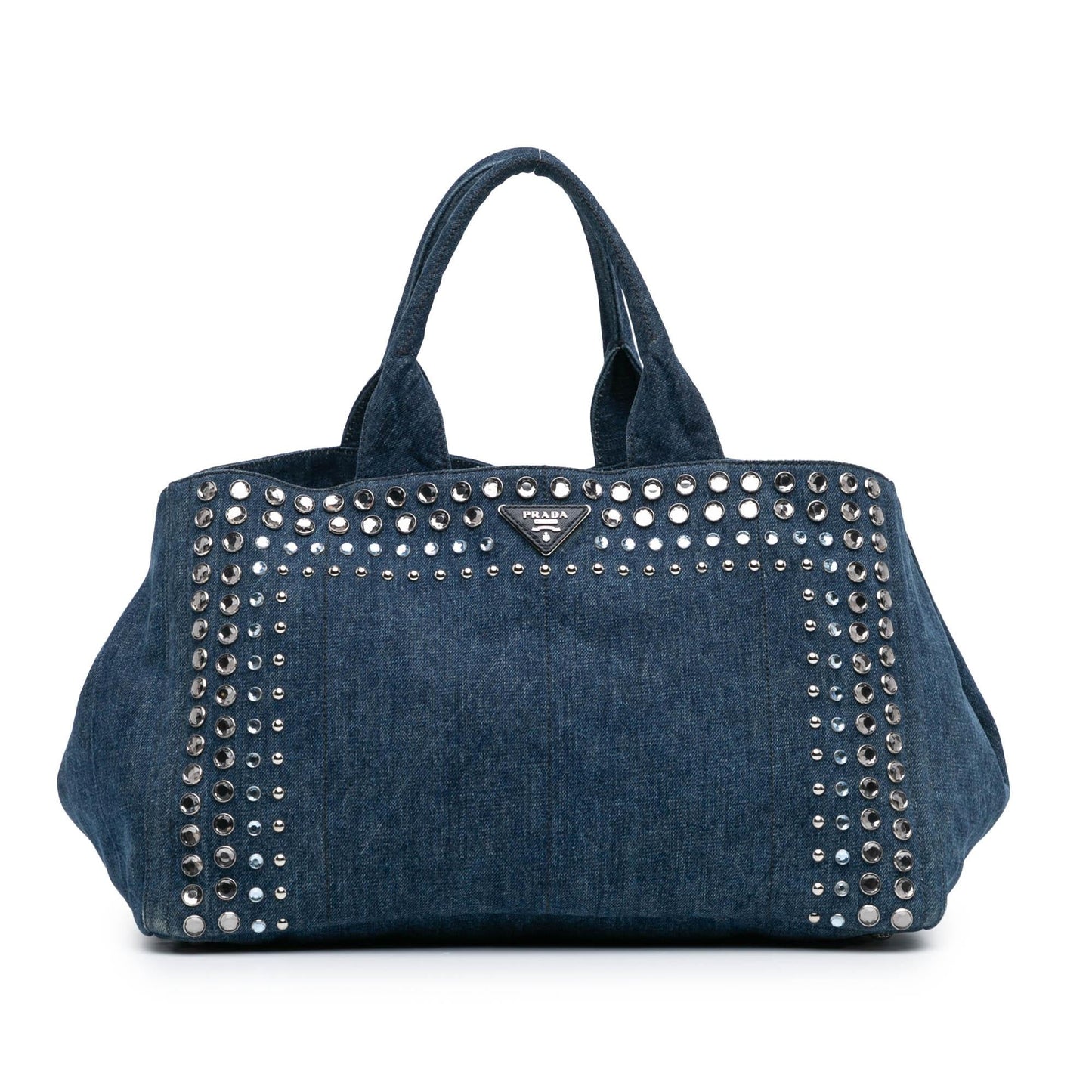 Prada Canapa Bijoux Satchel Denim Large Satchel Bag
