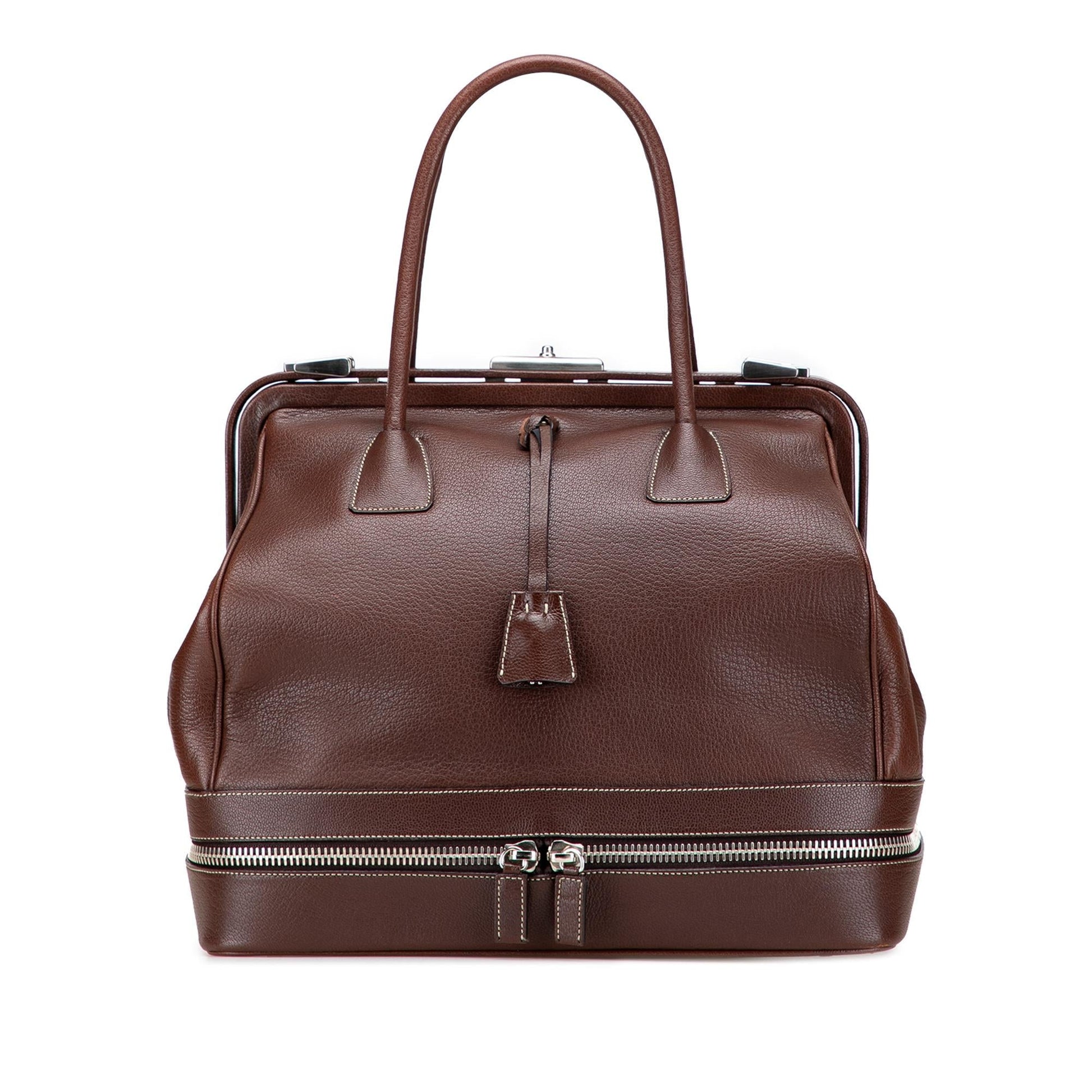 Prada Goatskin Frame Bag Large Satchel Bag