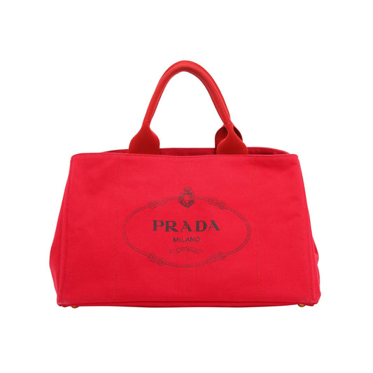 Prada Canapa Tote Handbag Red Large Tote Bag