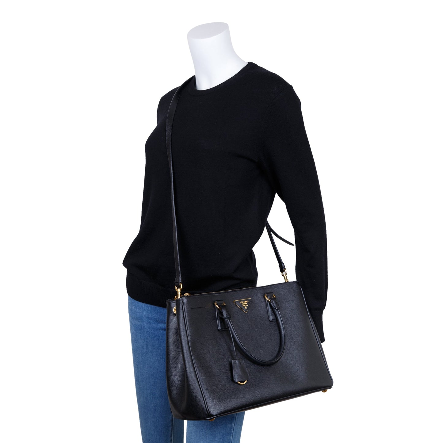 Prada Saffiano Double Zip Galleria Tote Handbag Large Tote Bag