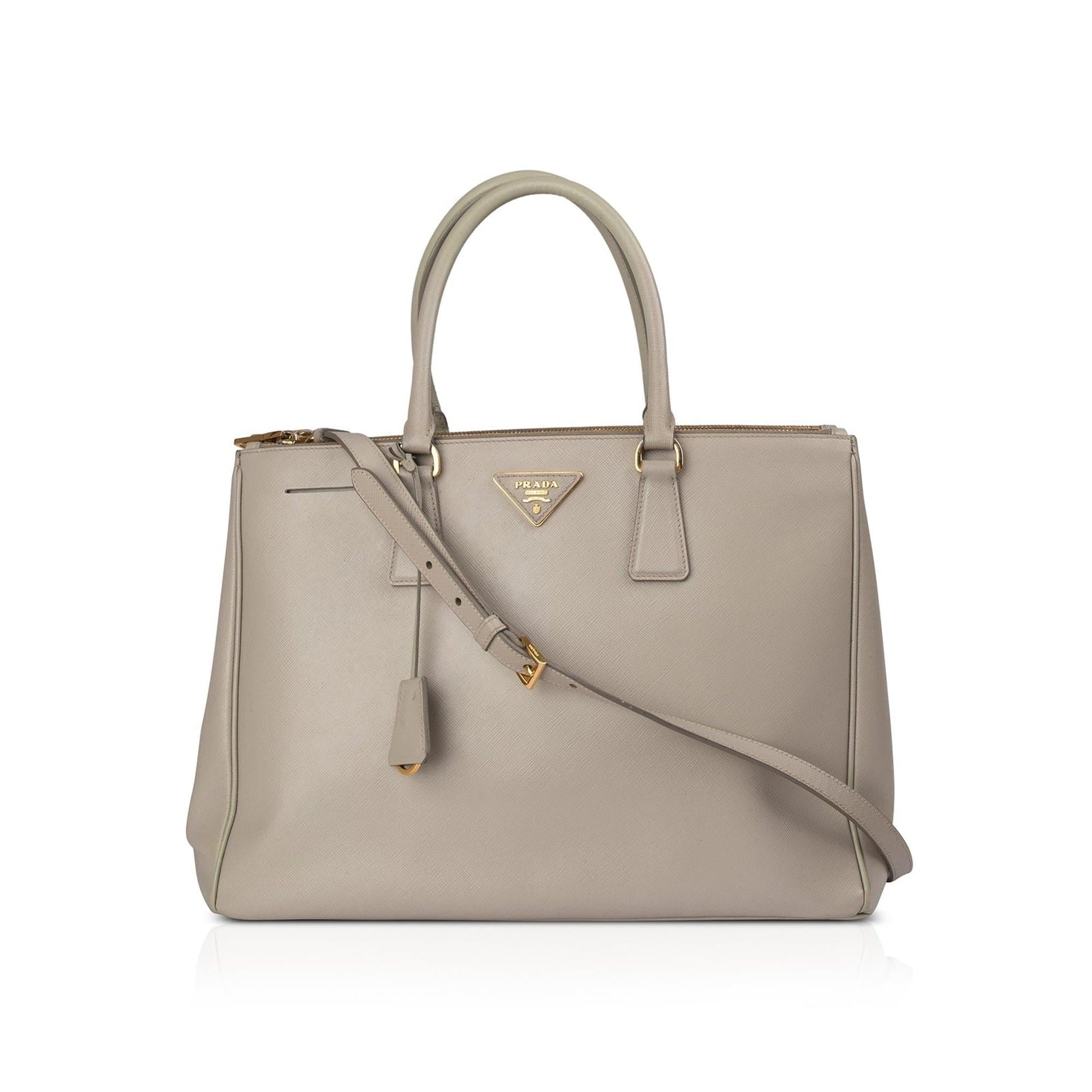 Prada Saffiano Lux Double Zip Tote Handbag Large Tote Bag