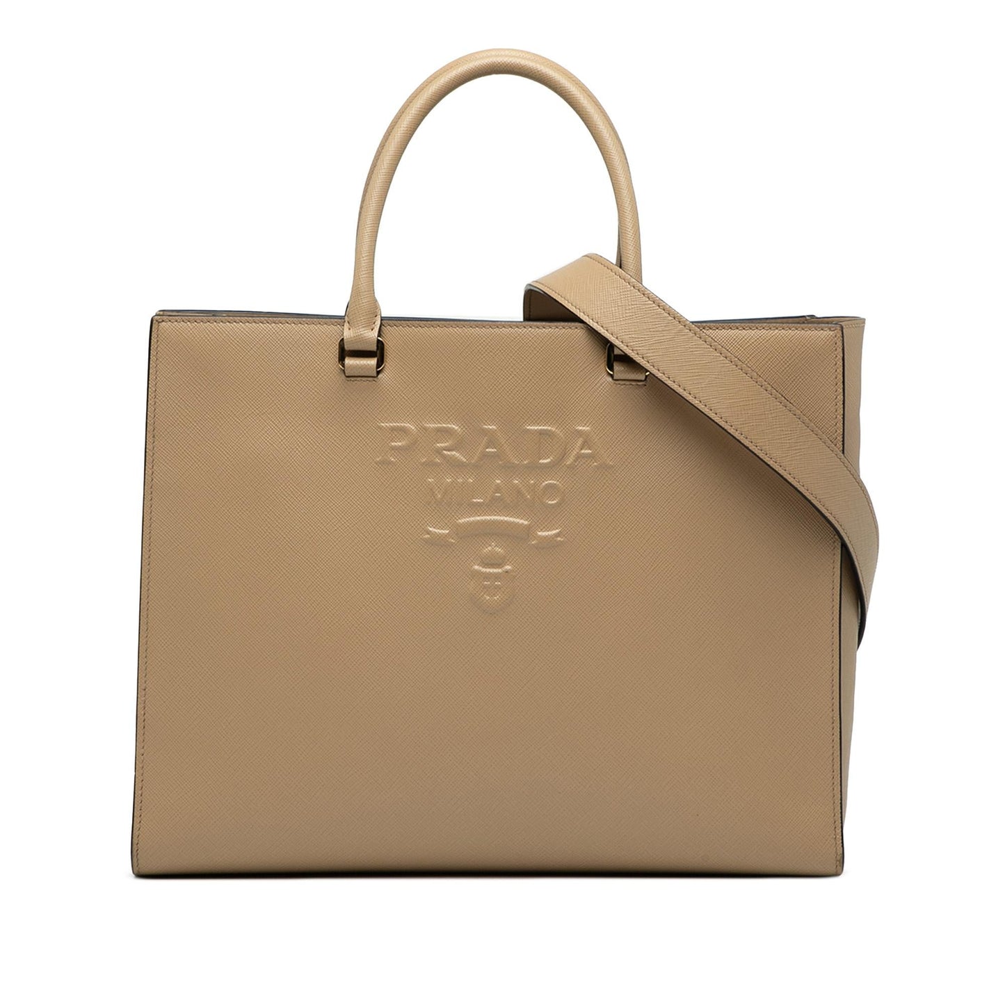 Prada Lux Convertible Tote Saffiano Large Logo Tote Bag