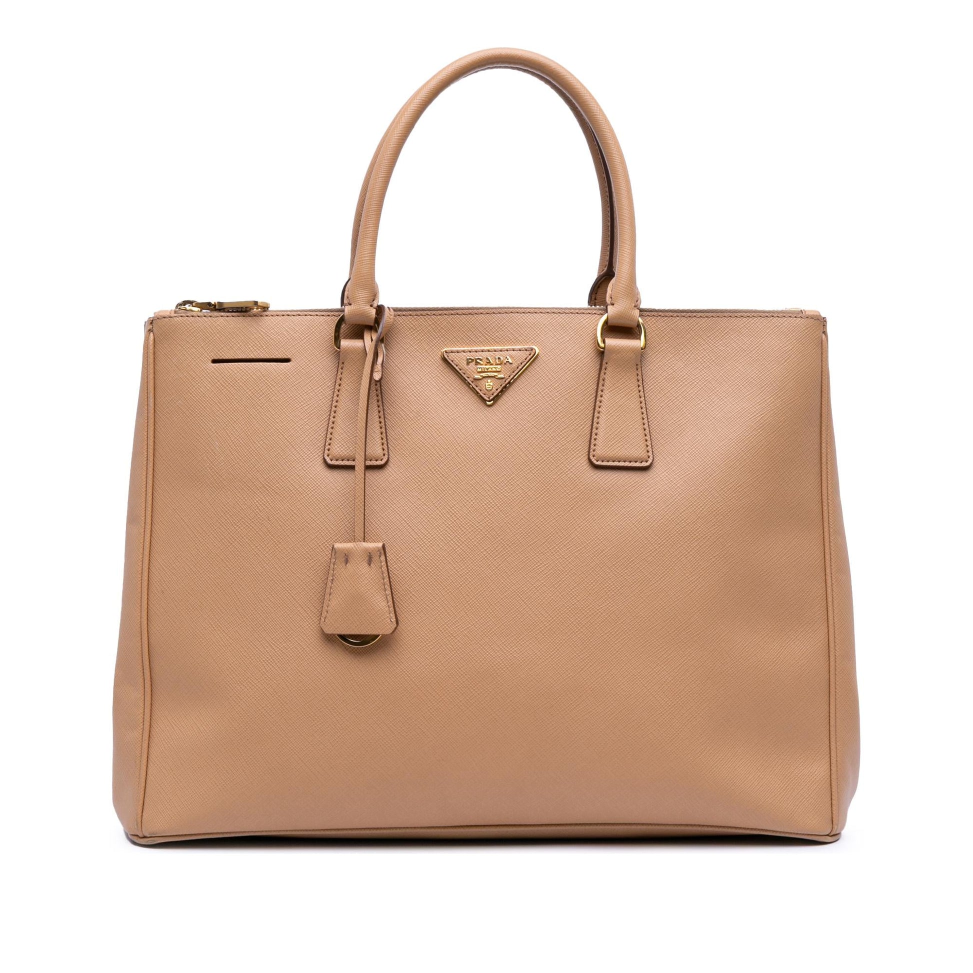 Prada Lux Galleria Double Satchel Saffiano Large Zip Satchel Bag