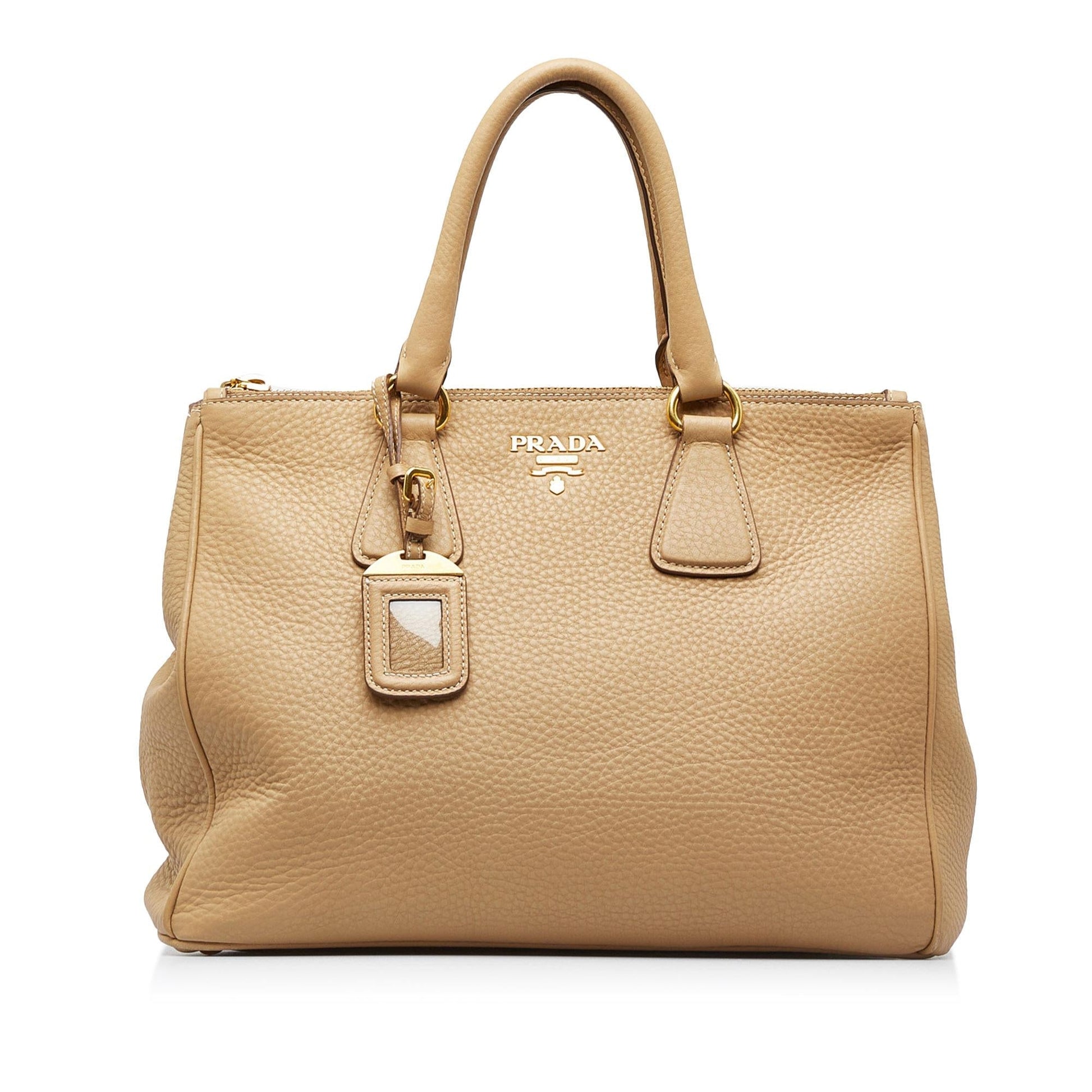 Prada Daino Double Tote Shg Kio0Pe Vitello Large Zip Tote Bag