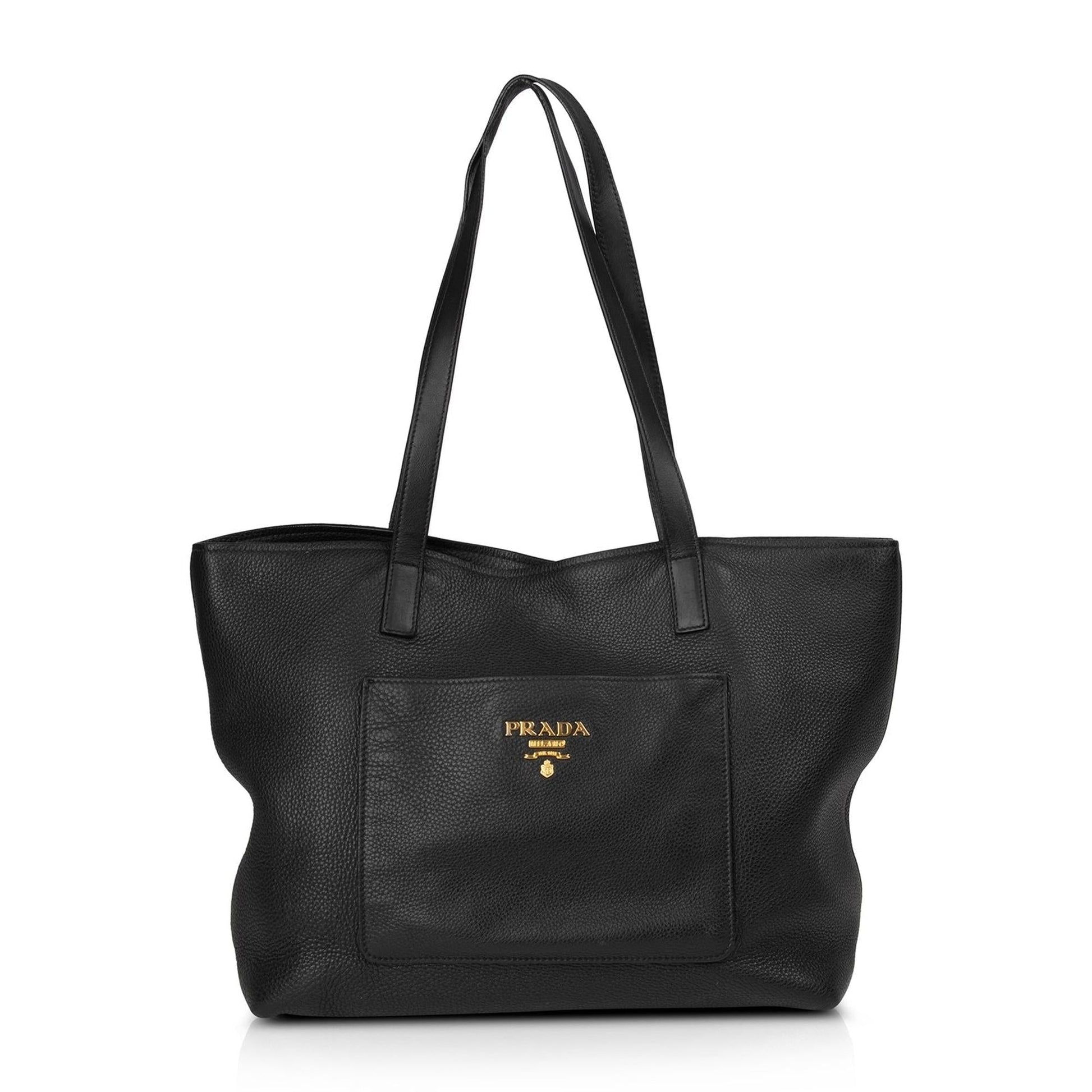 Prada Vitello Daino Front Pocket Tote Handbag Large Tote Bag