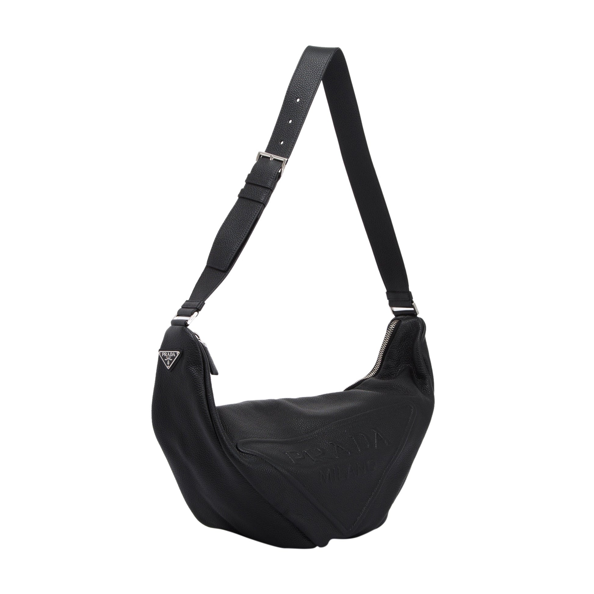 Prada Vitello Daino Triangle Bag Leather Large Travel Bag