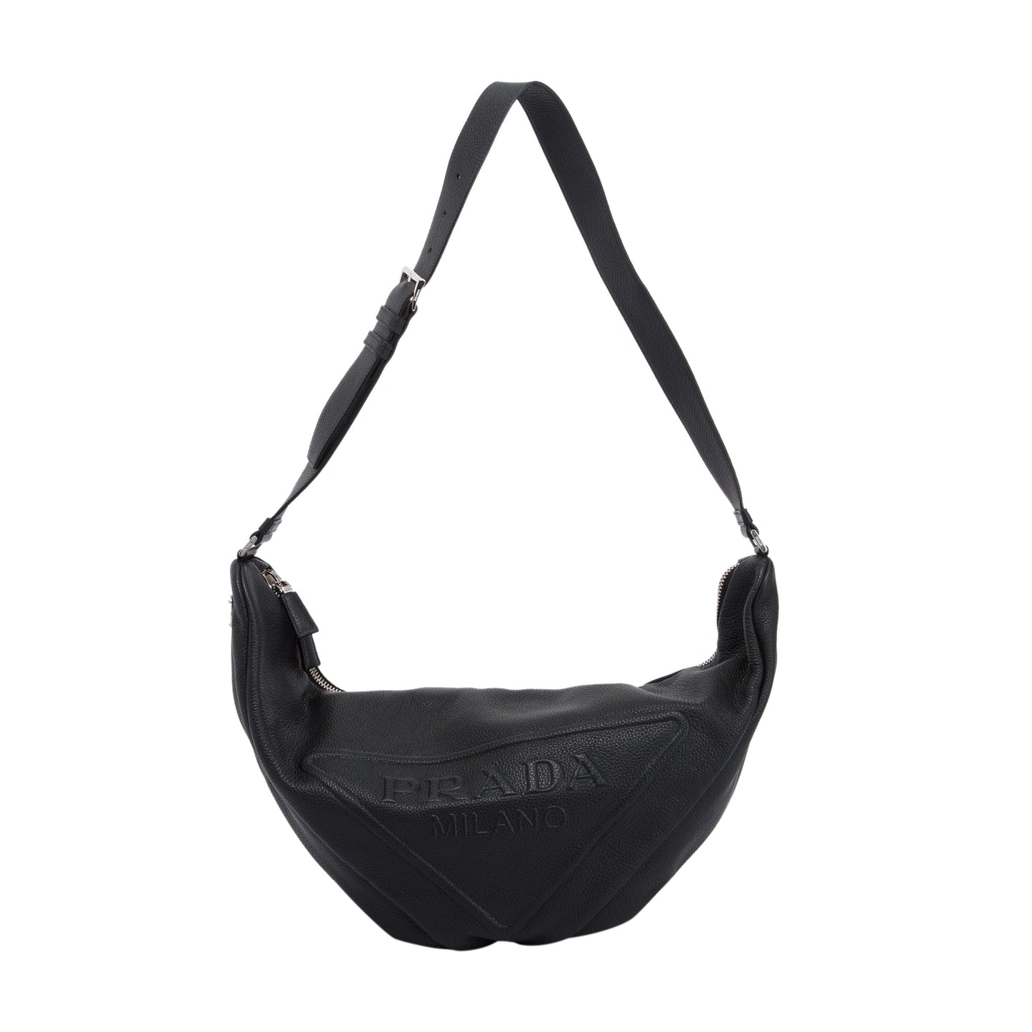 Prada Vitello Daino Triangle Bag Leather Large Travel Bag