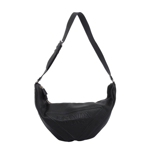 Prada Vitello Daino Triangle Bag Leather Large Travel Bag