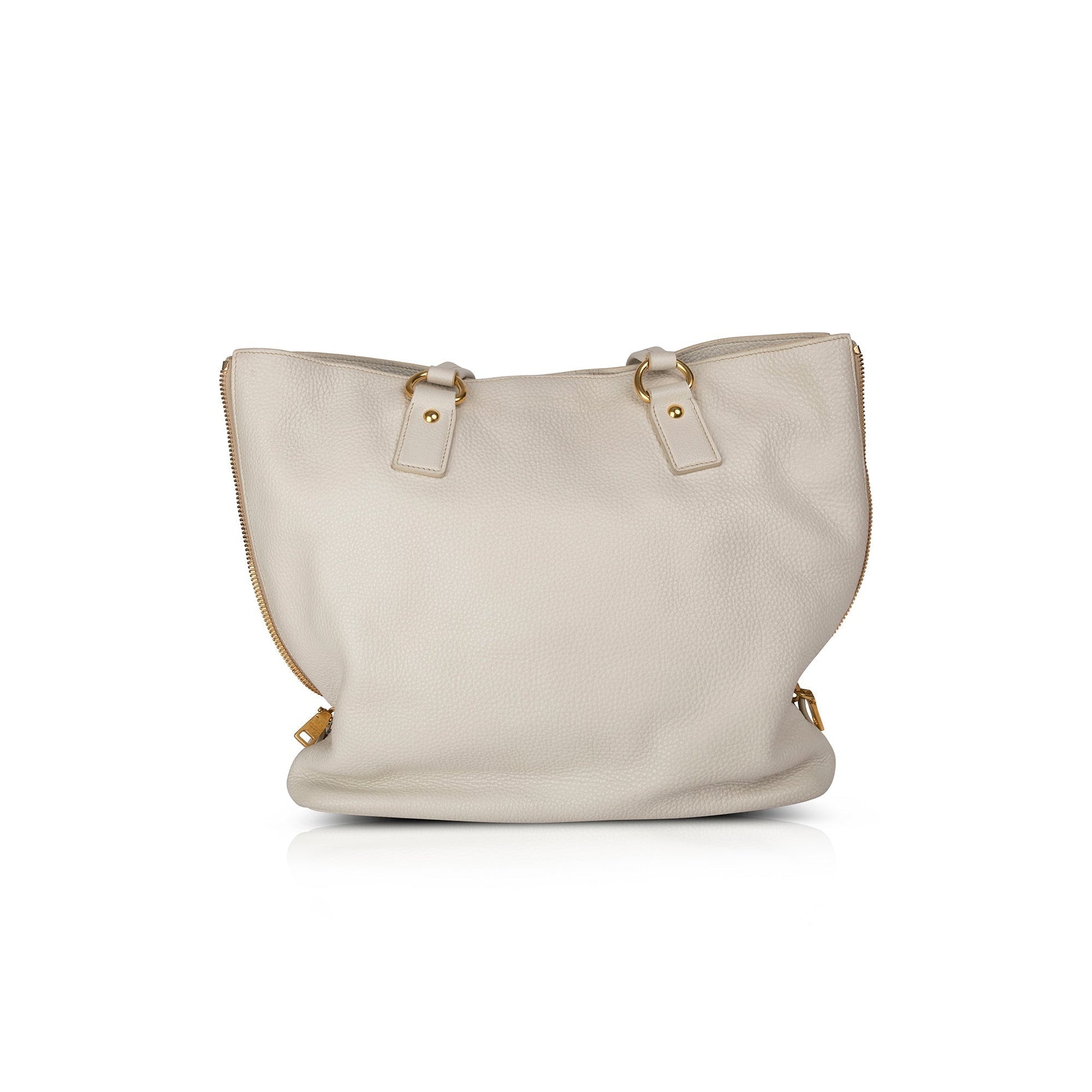 Prada Vitello Daino Side Zip Shopping Tote Handbag Large Tote Bag