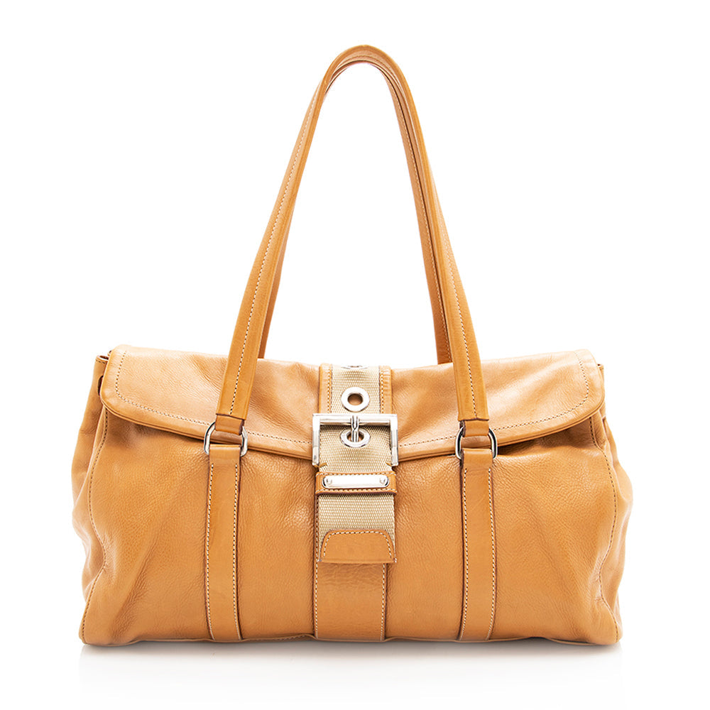 Prada Buckle Shoulder Bag Shf Leather