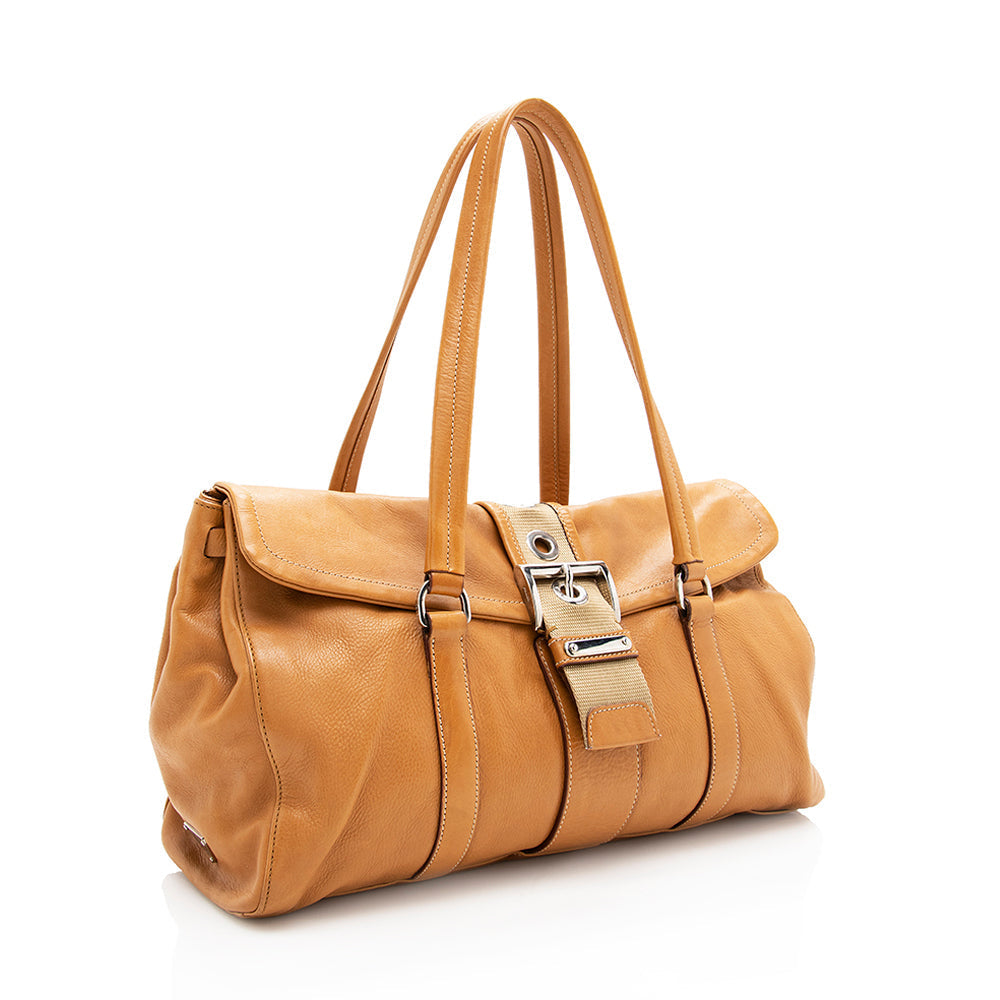 Prada Buckle Shoulder Bag Shf Leather