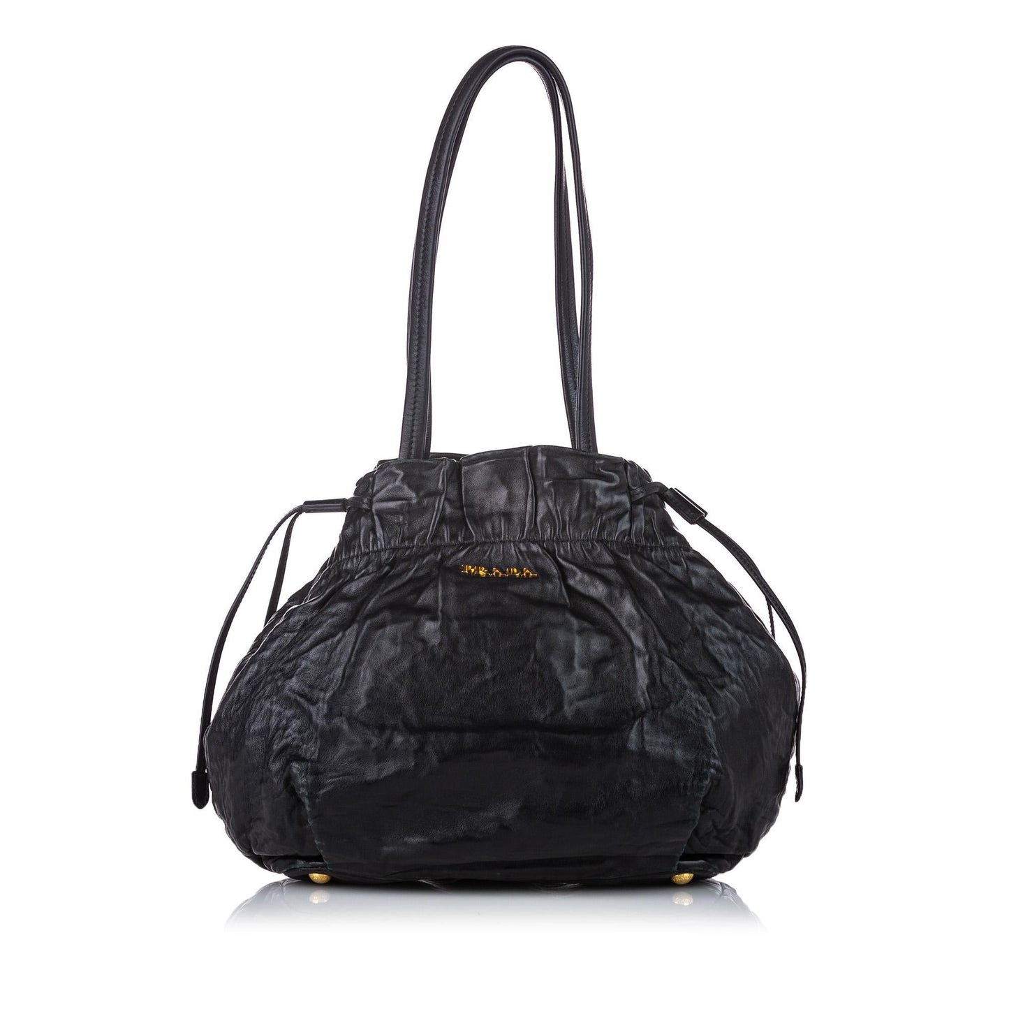 Prada Drawstring Tote Bag Leather
