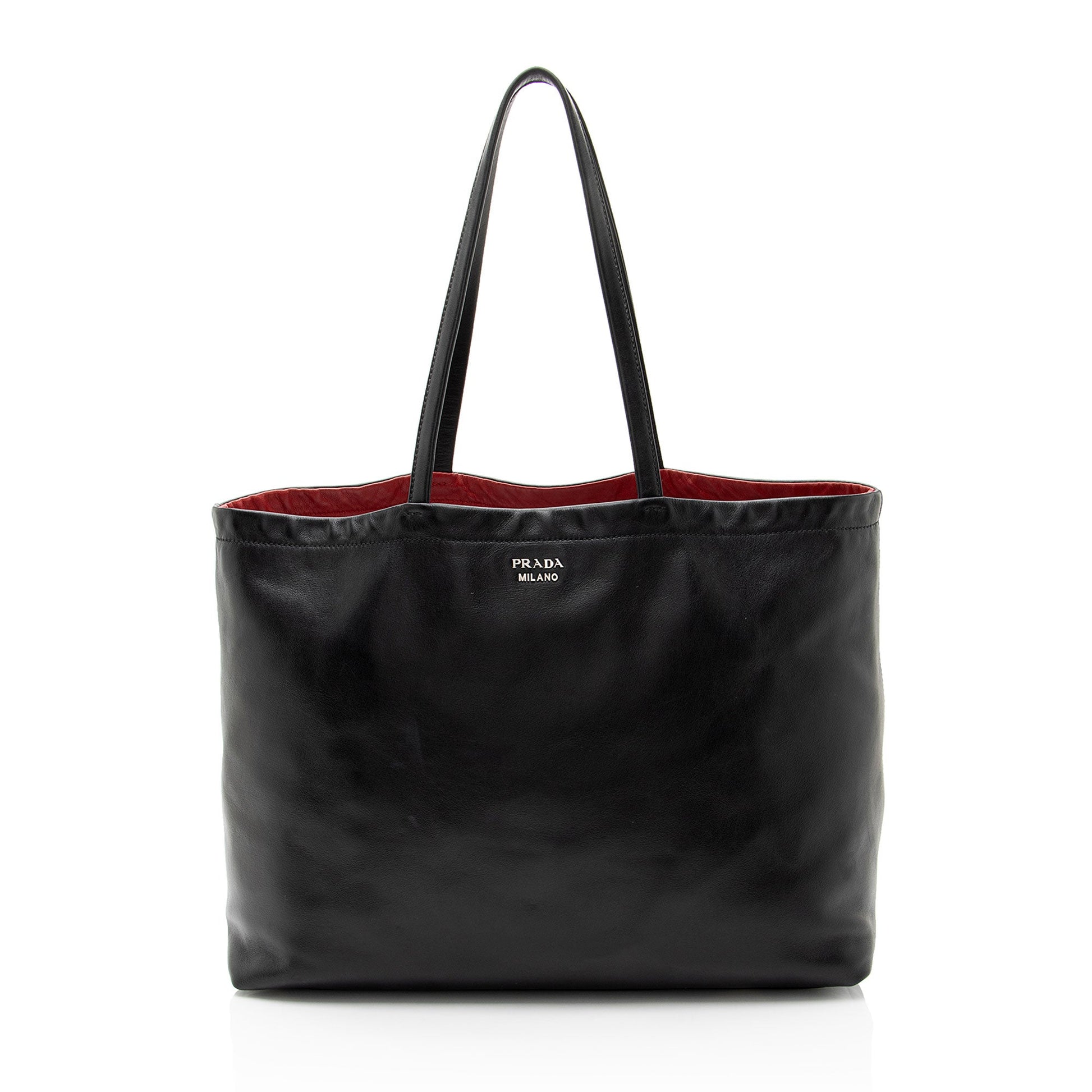 Prada Reversible E W Tote Leather Tote Bag