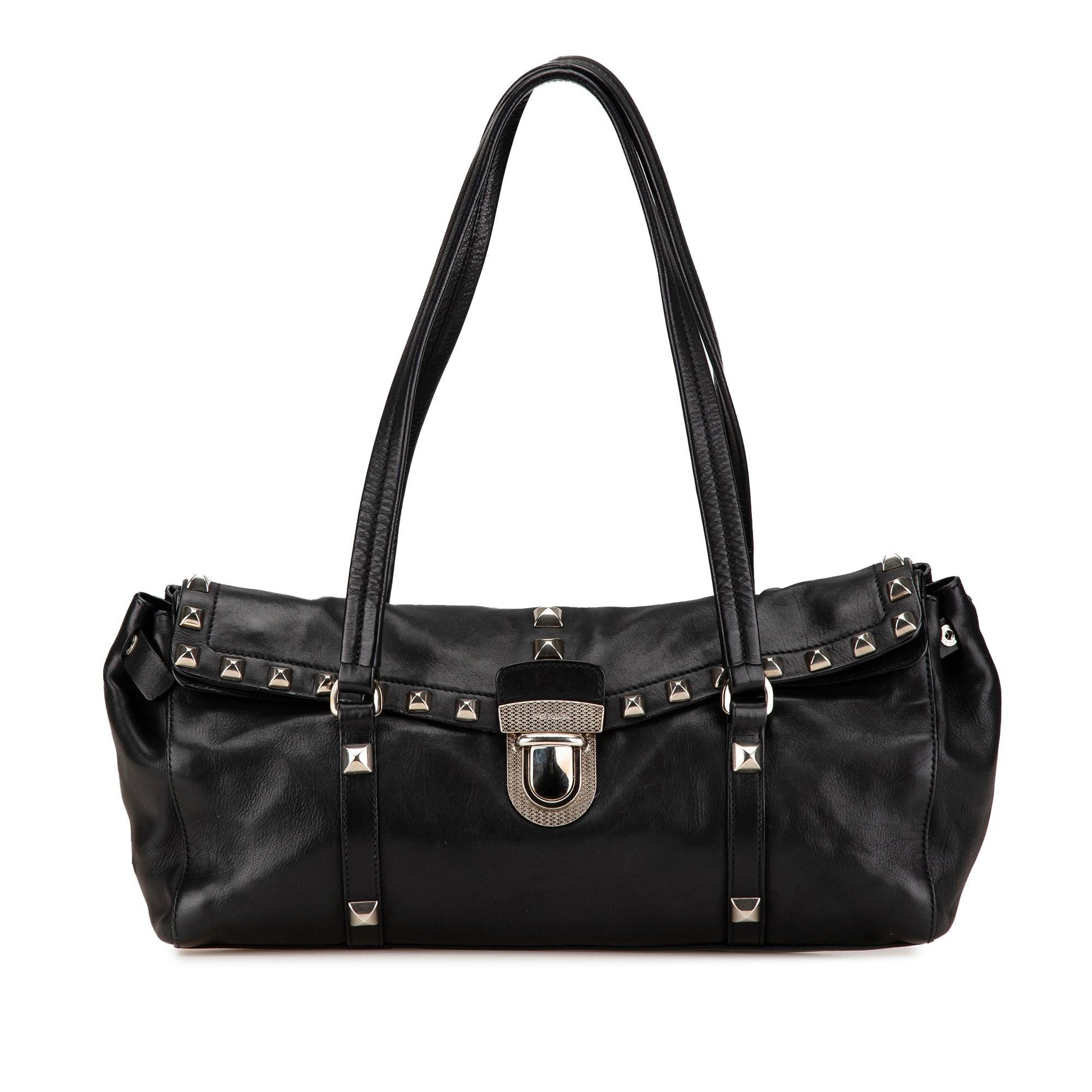 Prada Studded Easy Shoulder Bag Leather