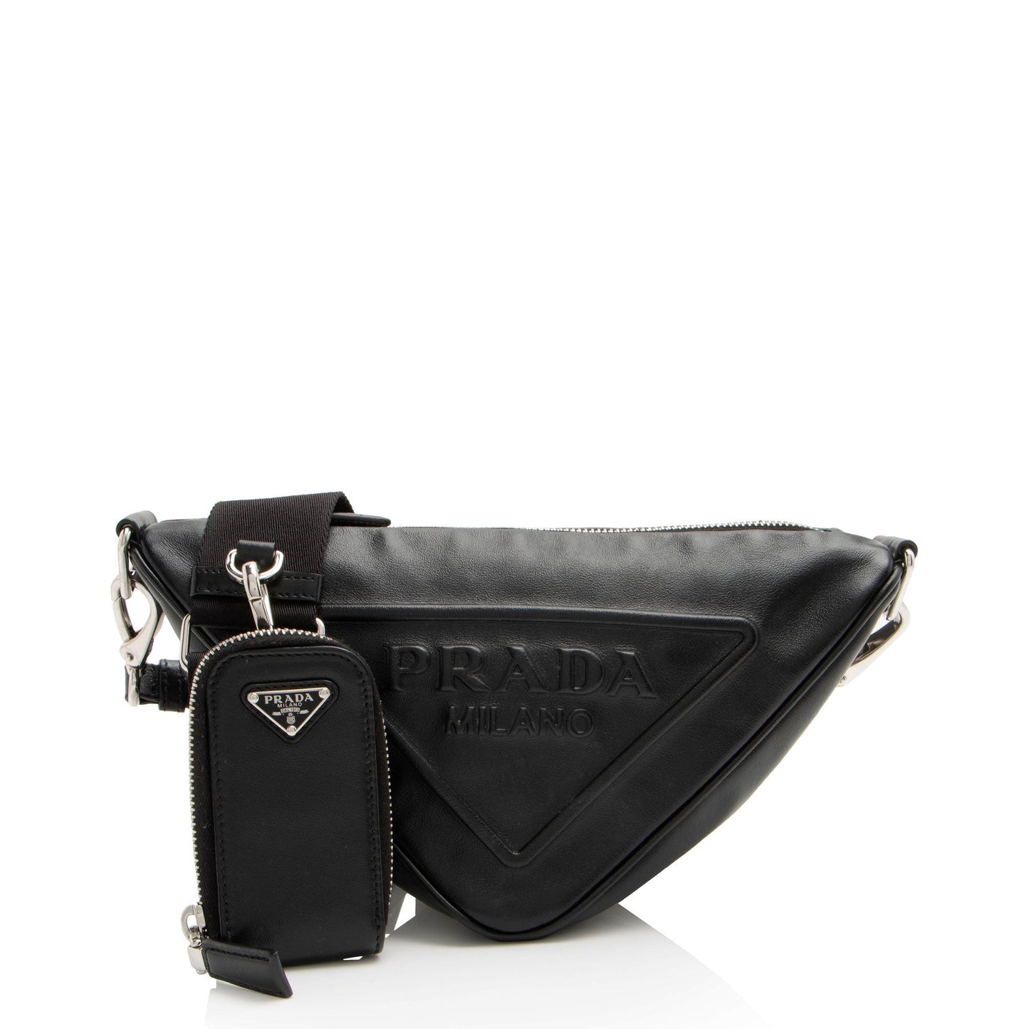 Prada Triangle Crossbody Leather Logo Crossbody Bag