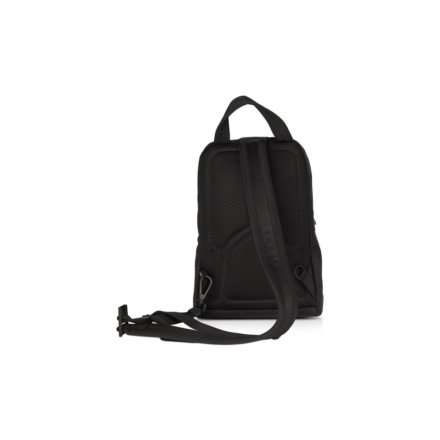 Prada Trimmed Tessuto Sling Backpack Handbag Leather Nylon