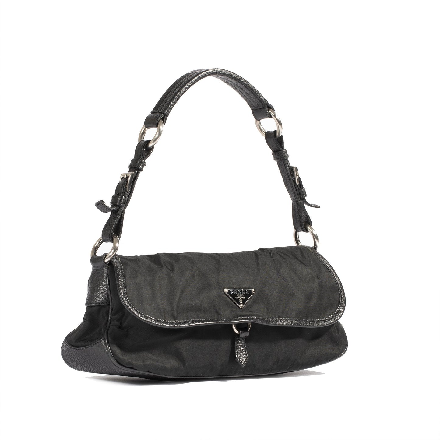 Prada Trimmed Tessuto Vien Bag Leather Nylon Travel Bag