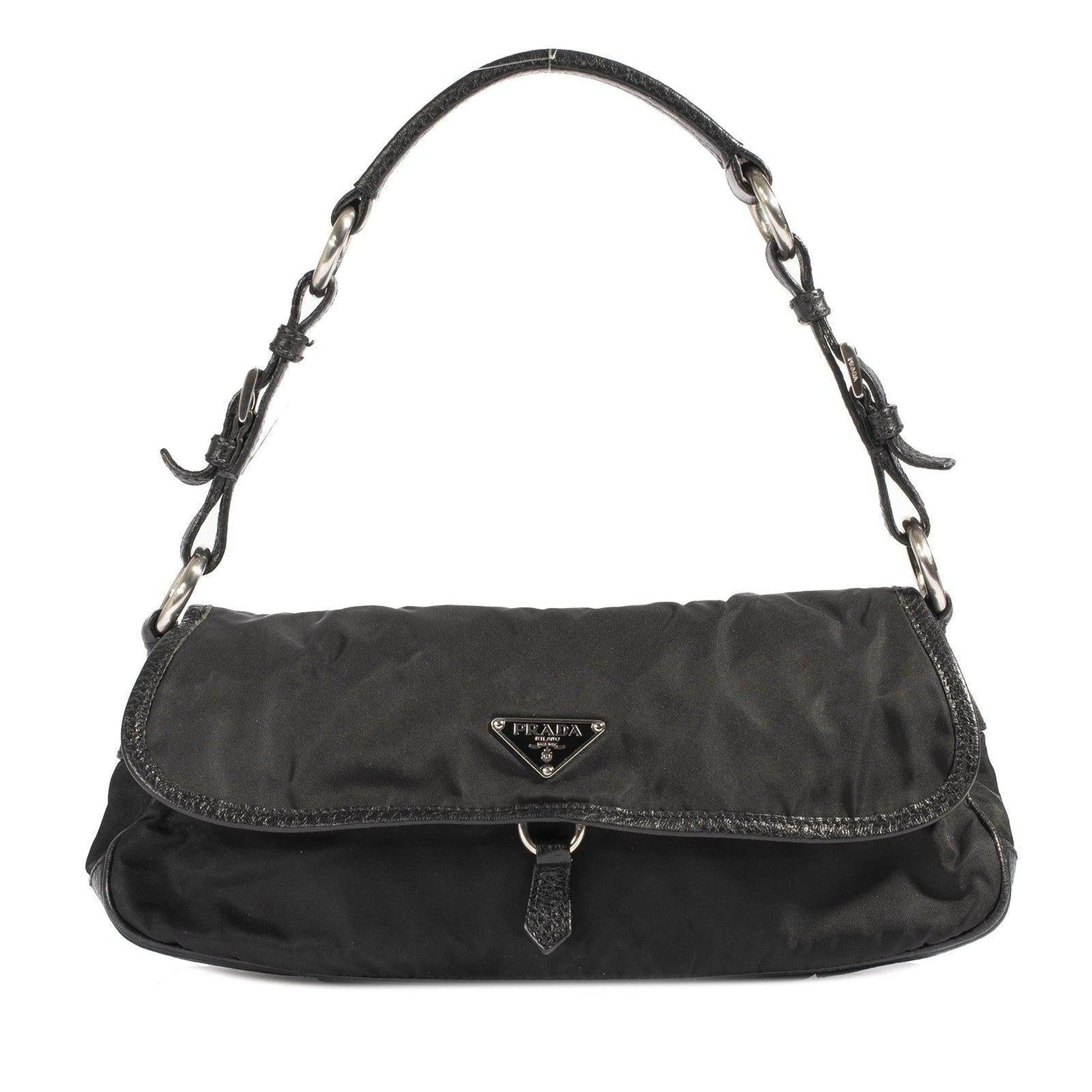Prada Trimmed Tessuto Vien Bag Leather Nylon Travel Bag
