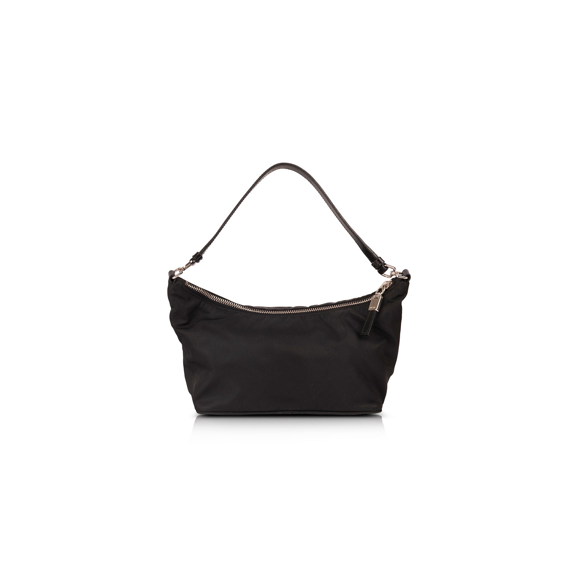 Prada Trimmed Tessuto Pochette Handbag Leather Travel Bag