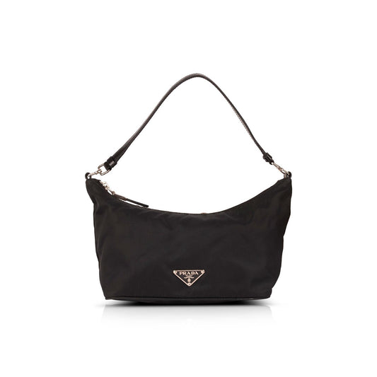 Prada Trimmed Tessuto Pochette Handbag Leather Travel Bag