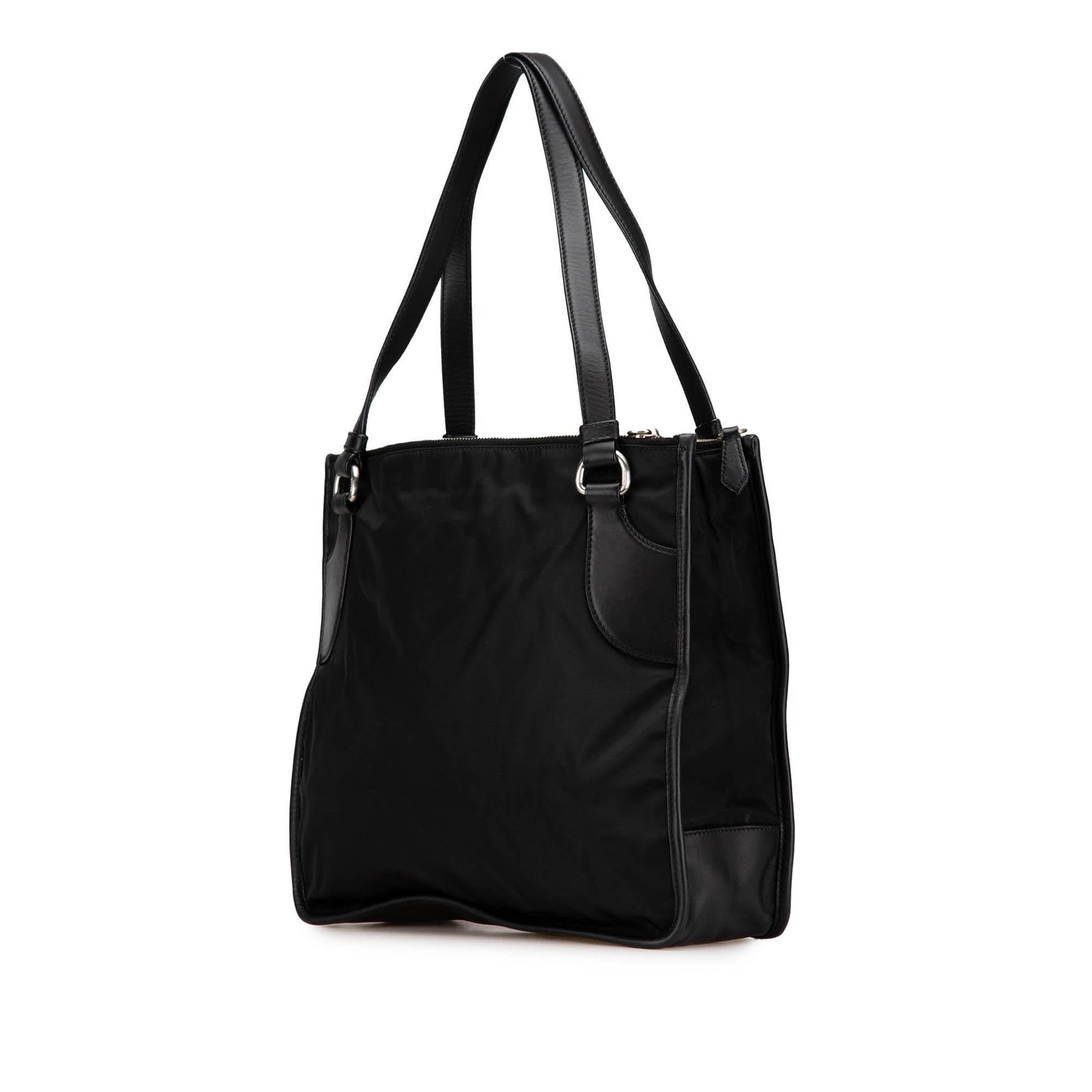 Prada Trimmed Tessuto Tote Leather Tote Bag