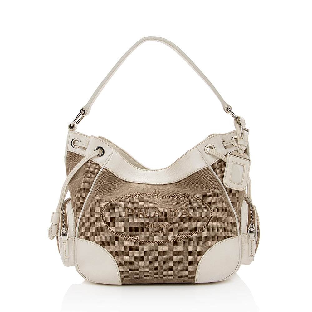 Prada Jacquard Hobo Shf Logo Shoulder Bag