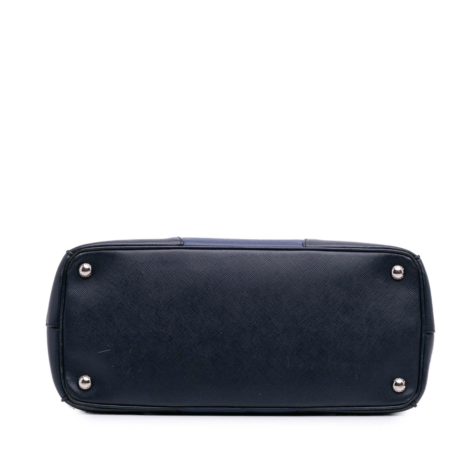 Prada Bicolor Lux Galleria Double Satchel Saffiano Medium Zip Satchel Bag