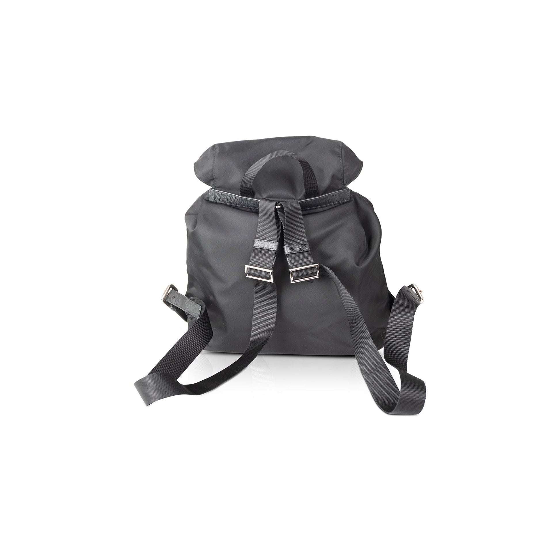 Prada Saffiano Trimmed Tessuto Backpack Handbag Leather Nylon Backpack Handbag