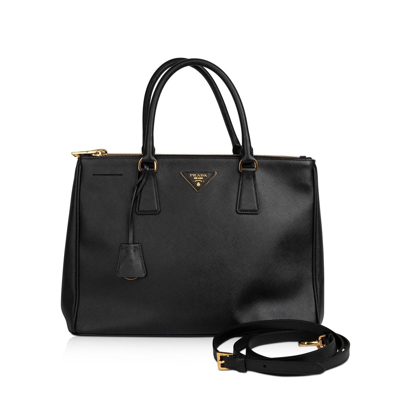 Prada Saffiano Lux Double Zip Galleria Tote Handbag Medium Tote Bag