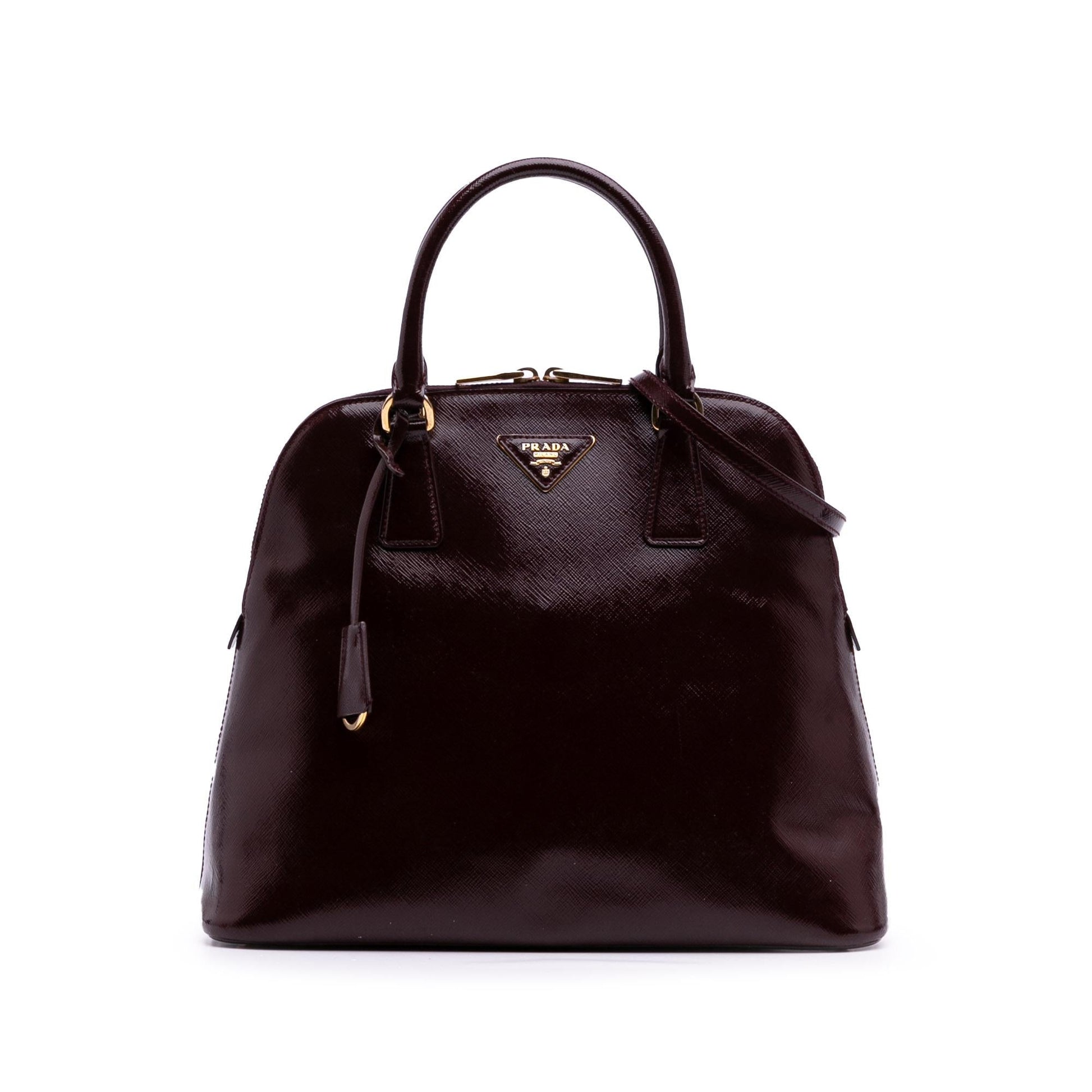 Prada Vernice Dome Satchel Saffiano Medium Satchel Bag