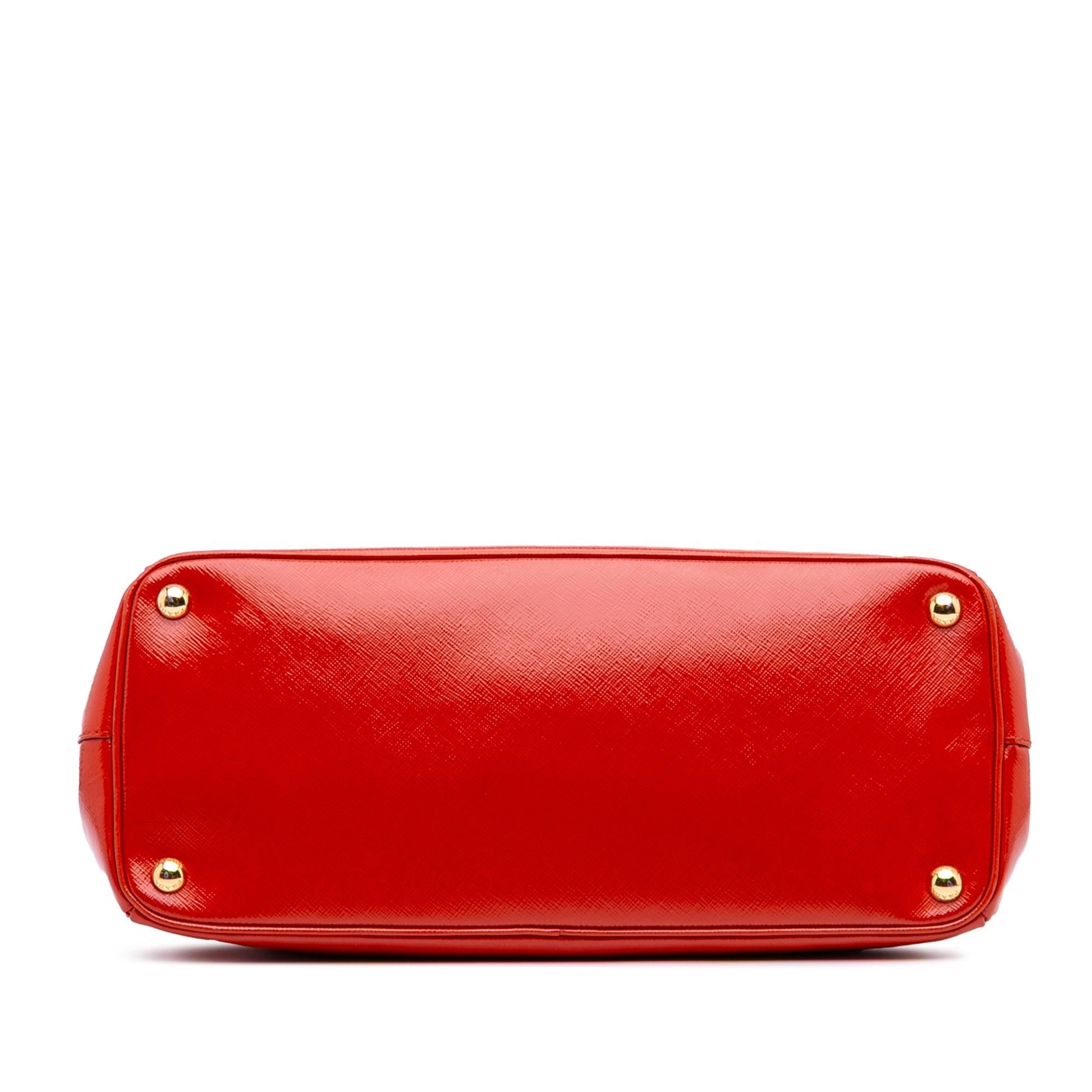 Prada Vernice Galleria Double Satchel Saffiano Medium Zip Satchel Bag