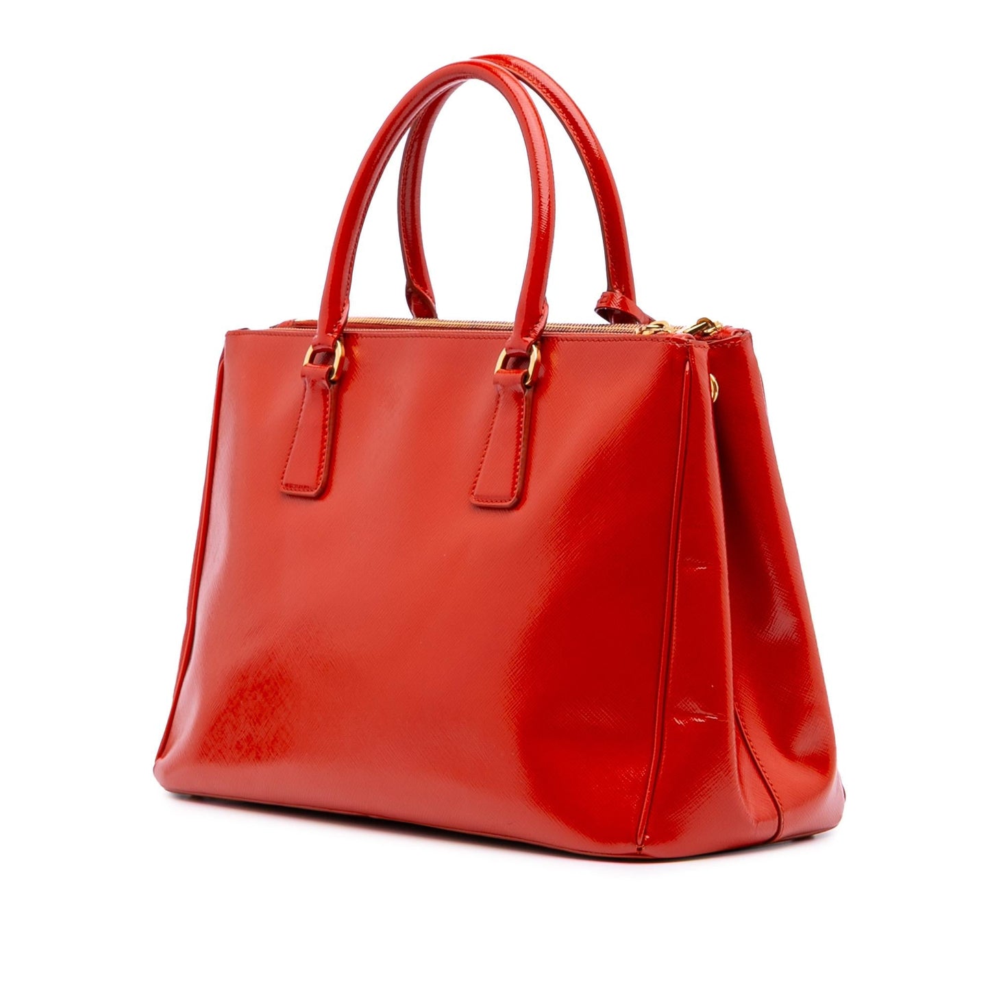 Prada Vernice Galleria Double Satchel Saffiano Medium Zip Satchel Bag