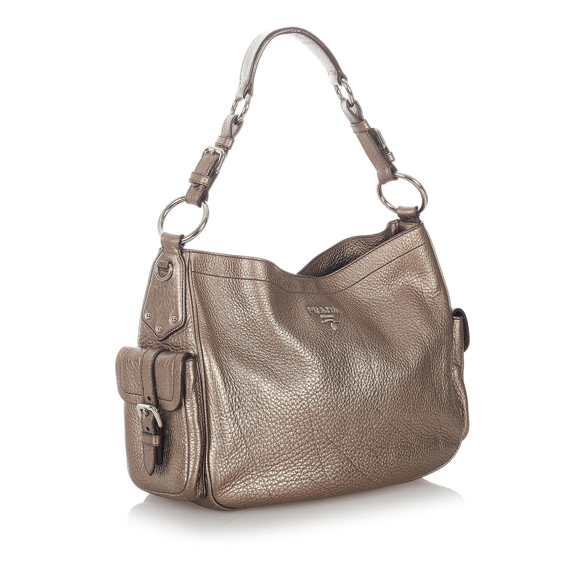 Prada Metallic Shoulder Bag Shg Leather