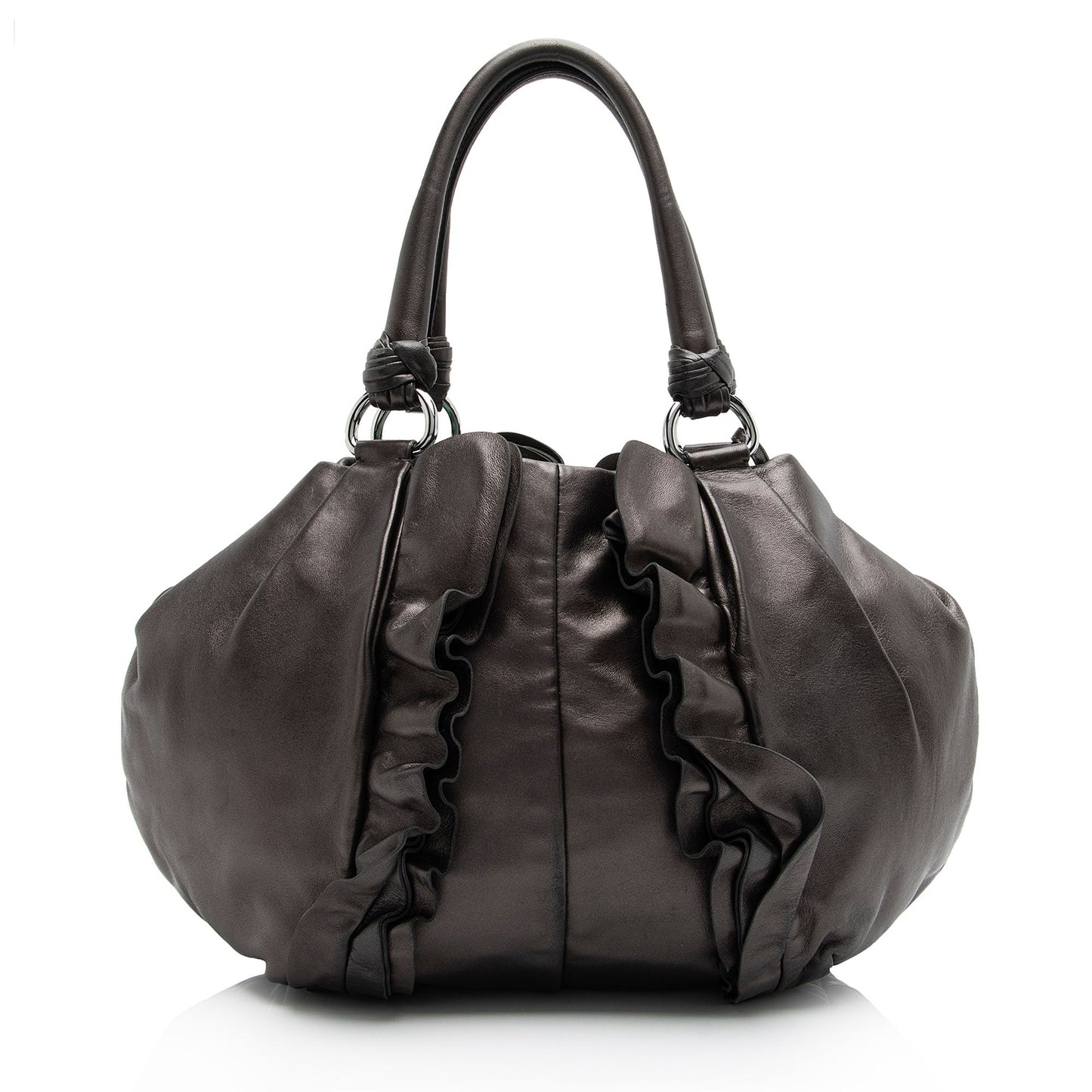 Prada Metallic Nappa Ruffle Shoulder Bag Shf Hfs72C Leather