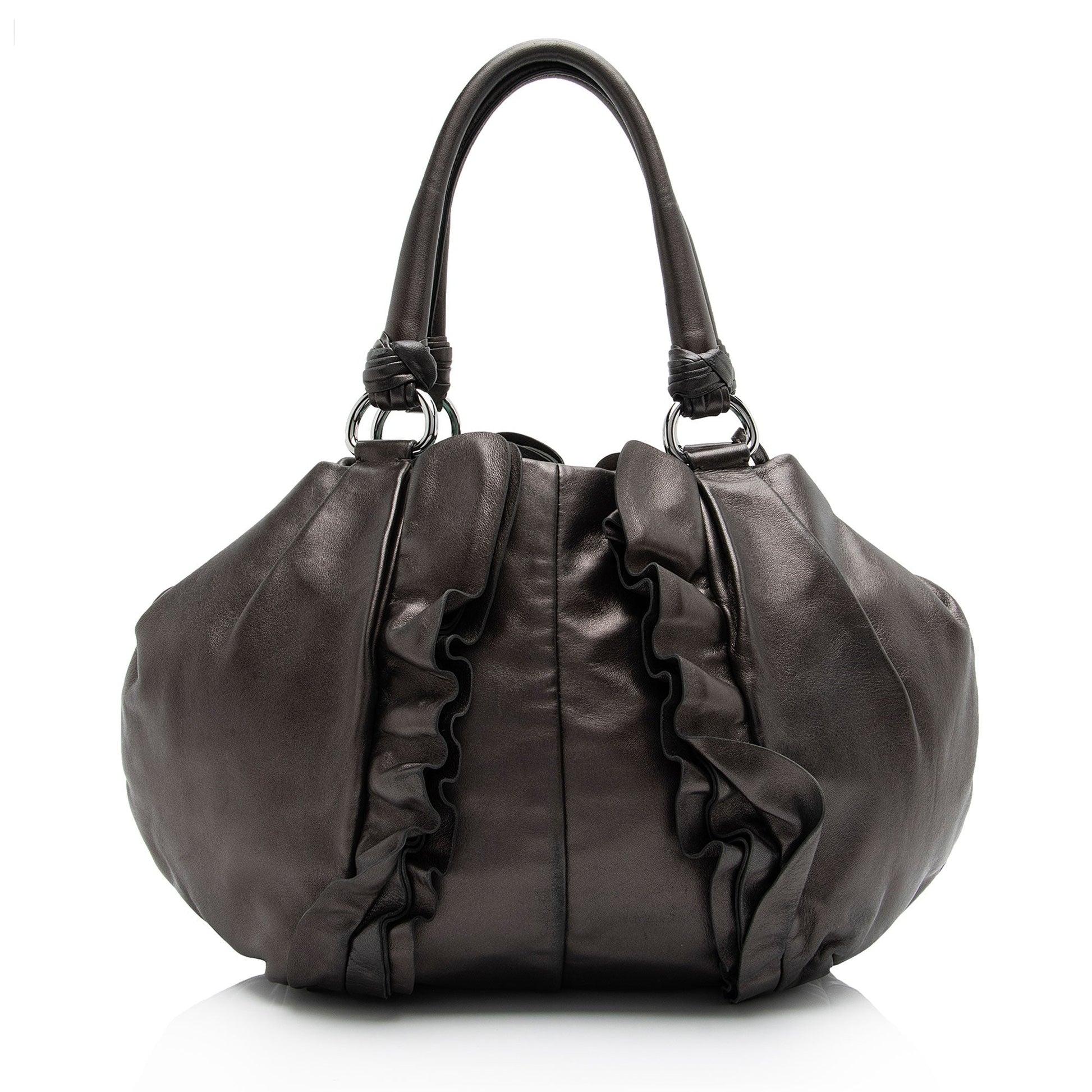 Prada Metallic Nappa Ruffle Shoulder Bag Shf Hfs72C Leather