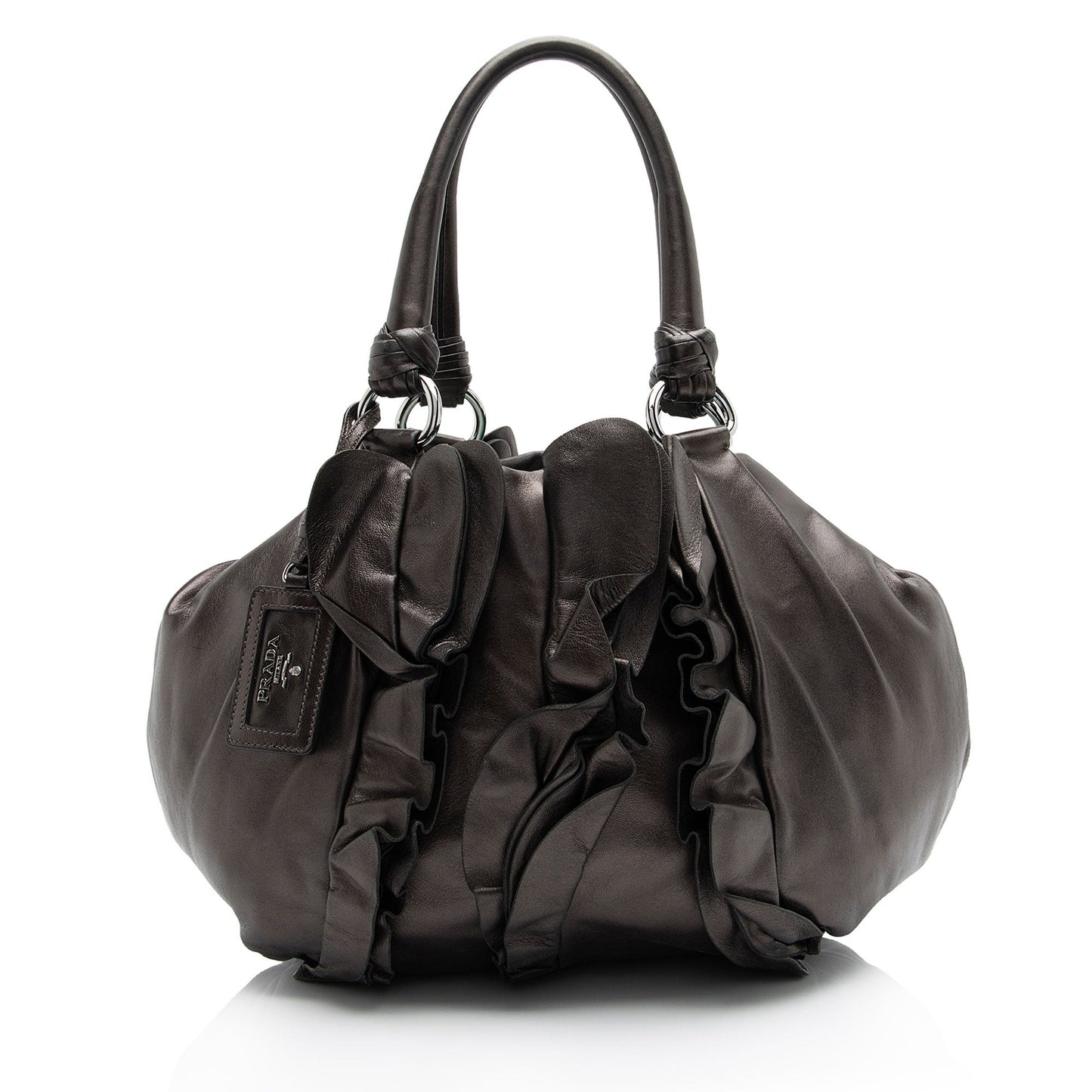 Prada Metallic Nappa Ruffle Shoulder Bag Shf Hfs72C Leather