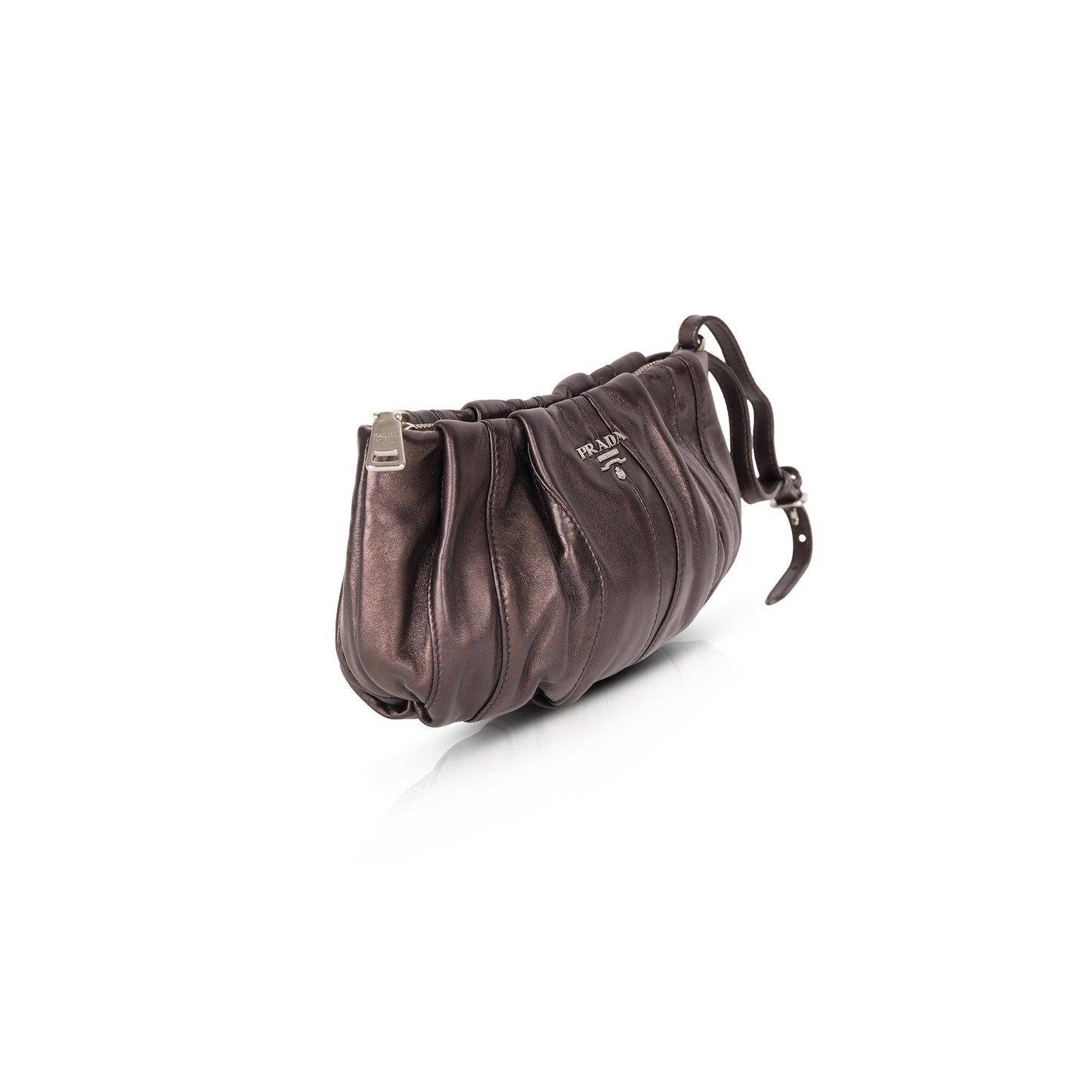 Prada Metallic Nappa Waves Wristlet Handbag Travel Bag