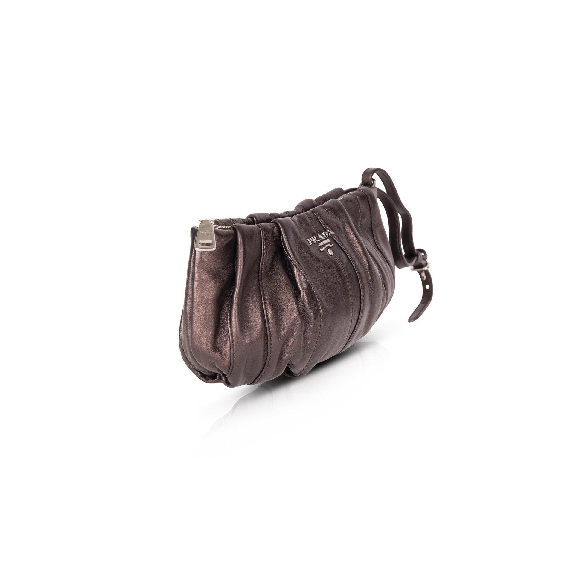 Prada Metallic Nappa Waves Wristlet Handbag Travel Bag