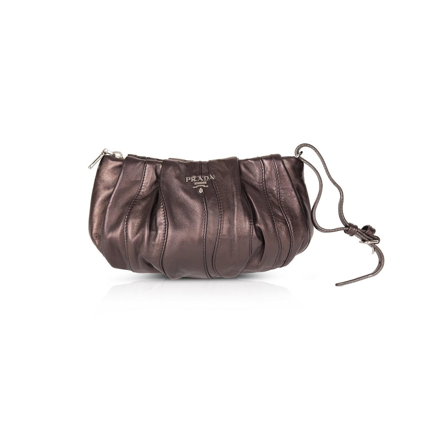 Prada Metallic Nappa Waves Wristlet Handbag Travel Bag