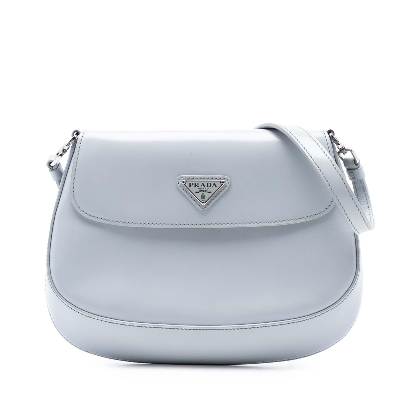Prada Brushed Cleo Crossbody Bag Leather Mini Flap