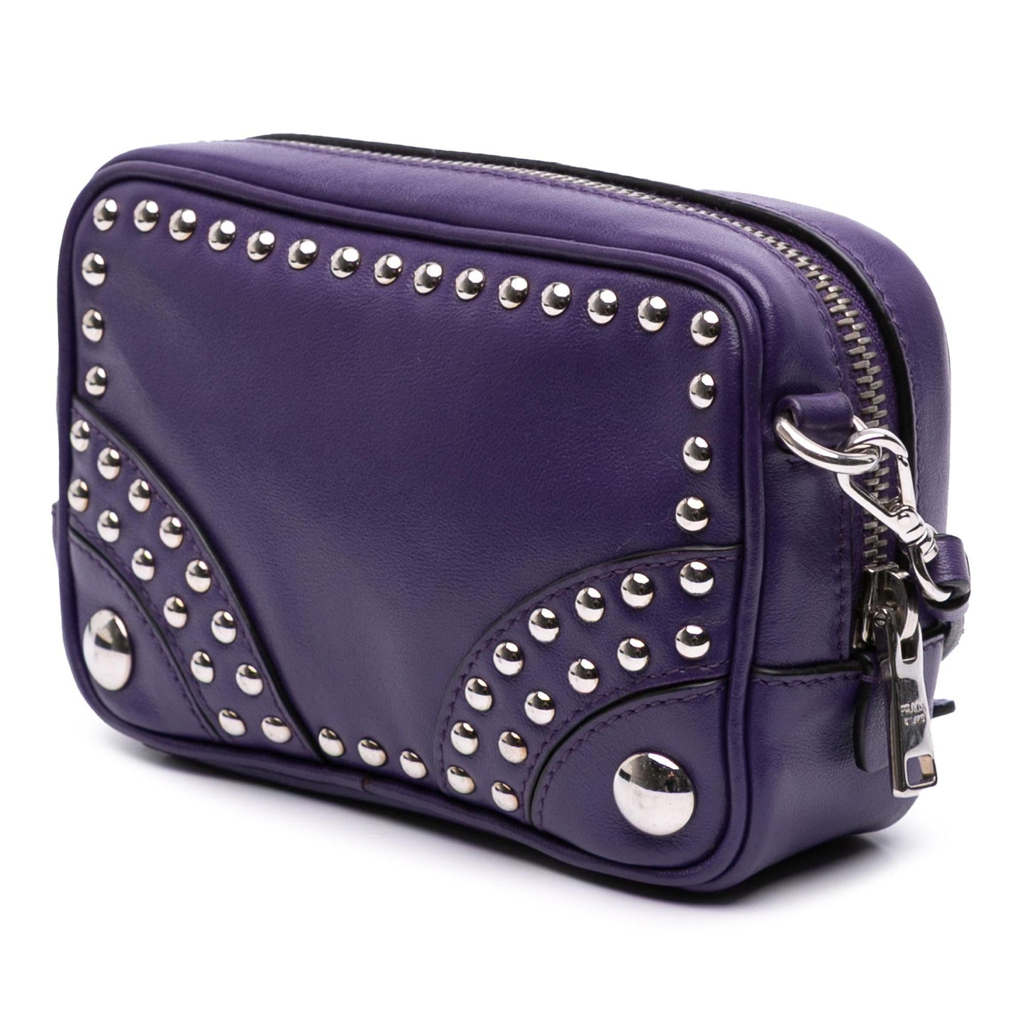Prada Studded Camera Bag Leather Mini Crossbody Bag