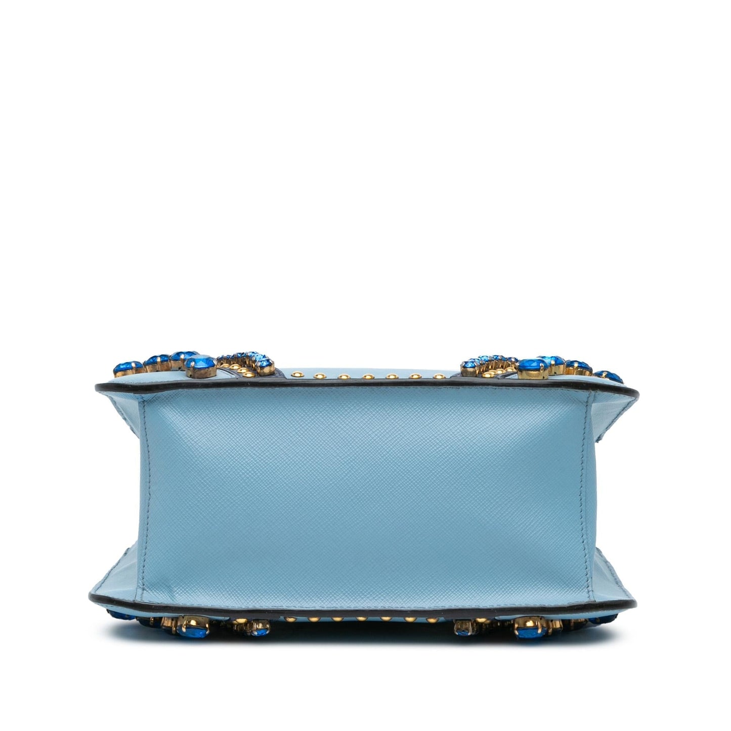 Prada Lux Crystal Embellished Galleria Double Shg G3M42D Satchel Saffiano Mini Zip Satchel Bag