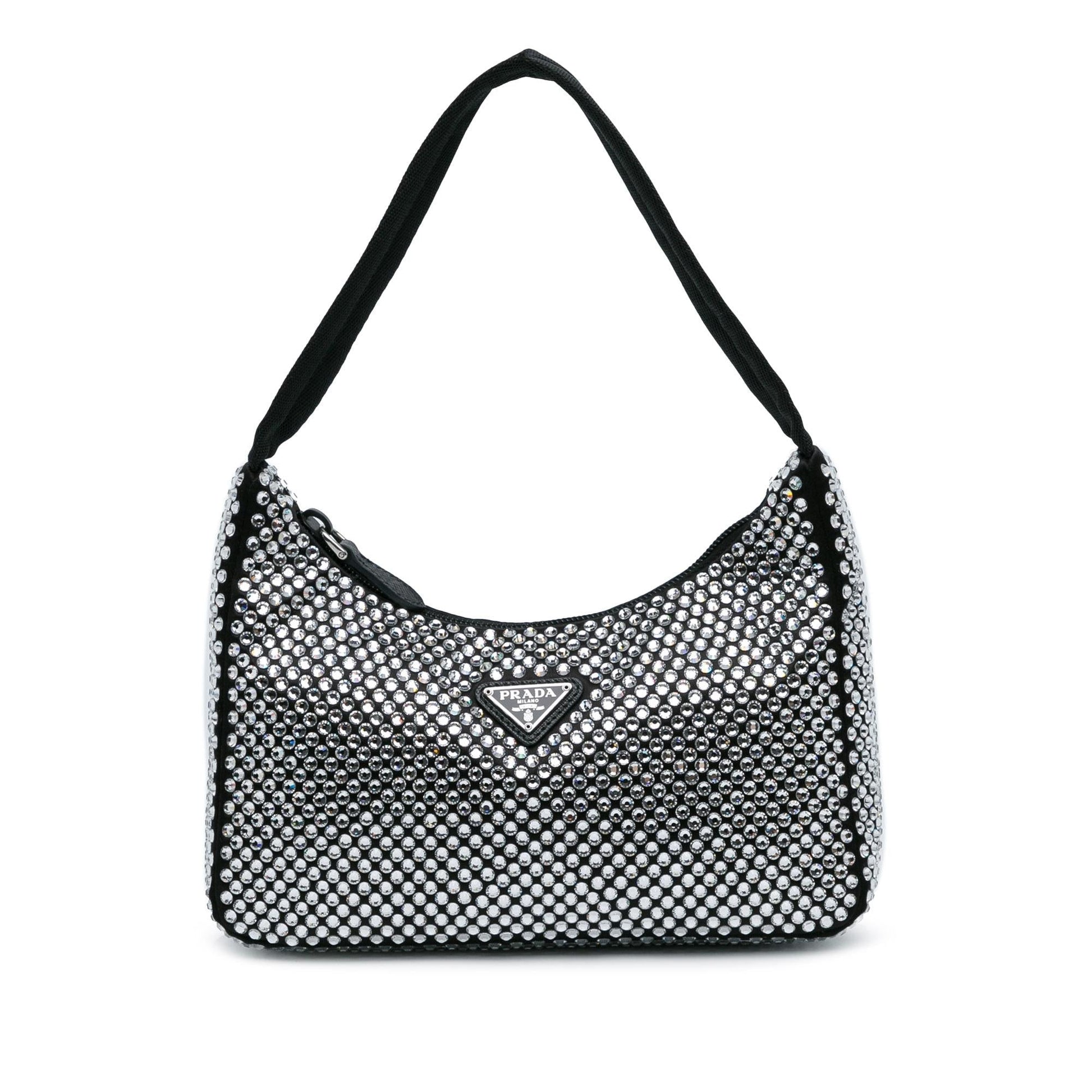 Prada Crystal Re Edition Shoulder Bag Shg K7N60B Satin Mini