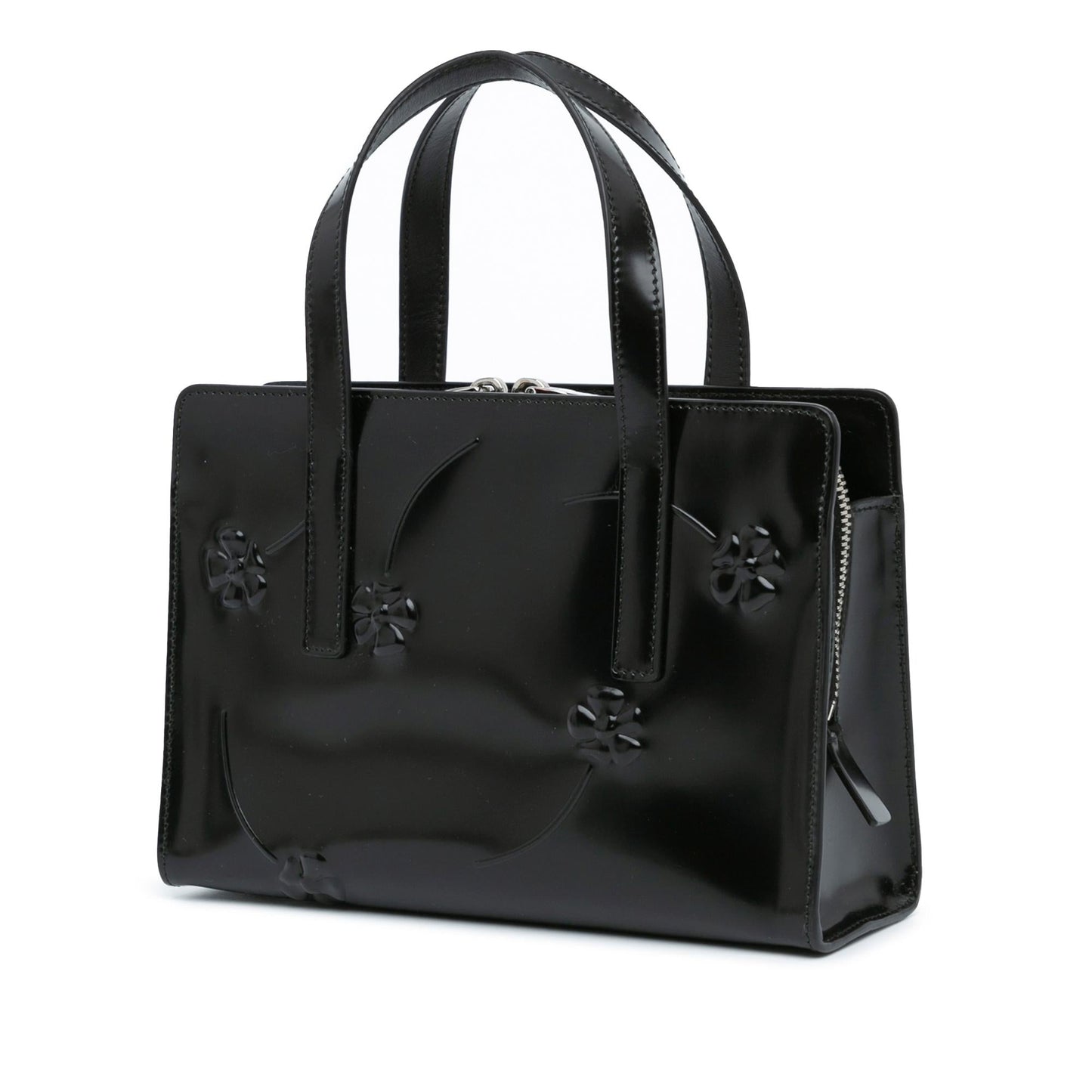Prada Spazzolato Floral Re Edition Double Handle Bag Shg Mini Satchel Bag