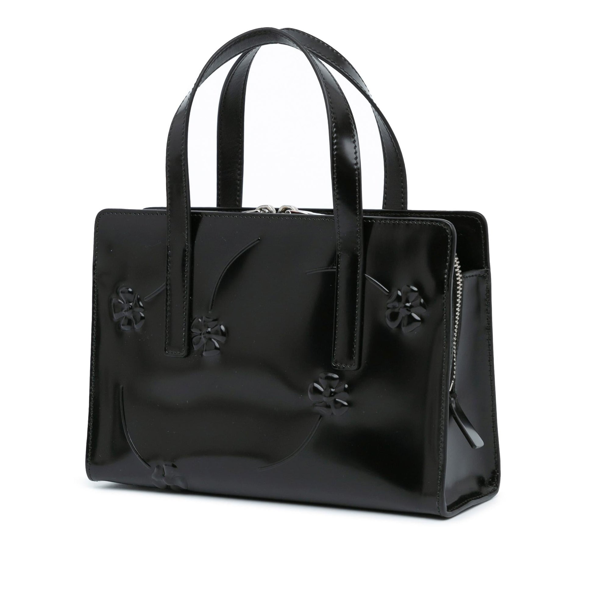 Prada Spazzolato Floral Re Edition Double Handle Bag Shg Mini Satchel Bag