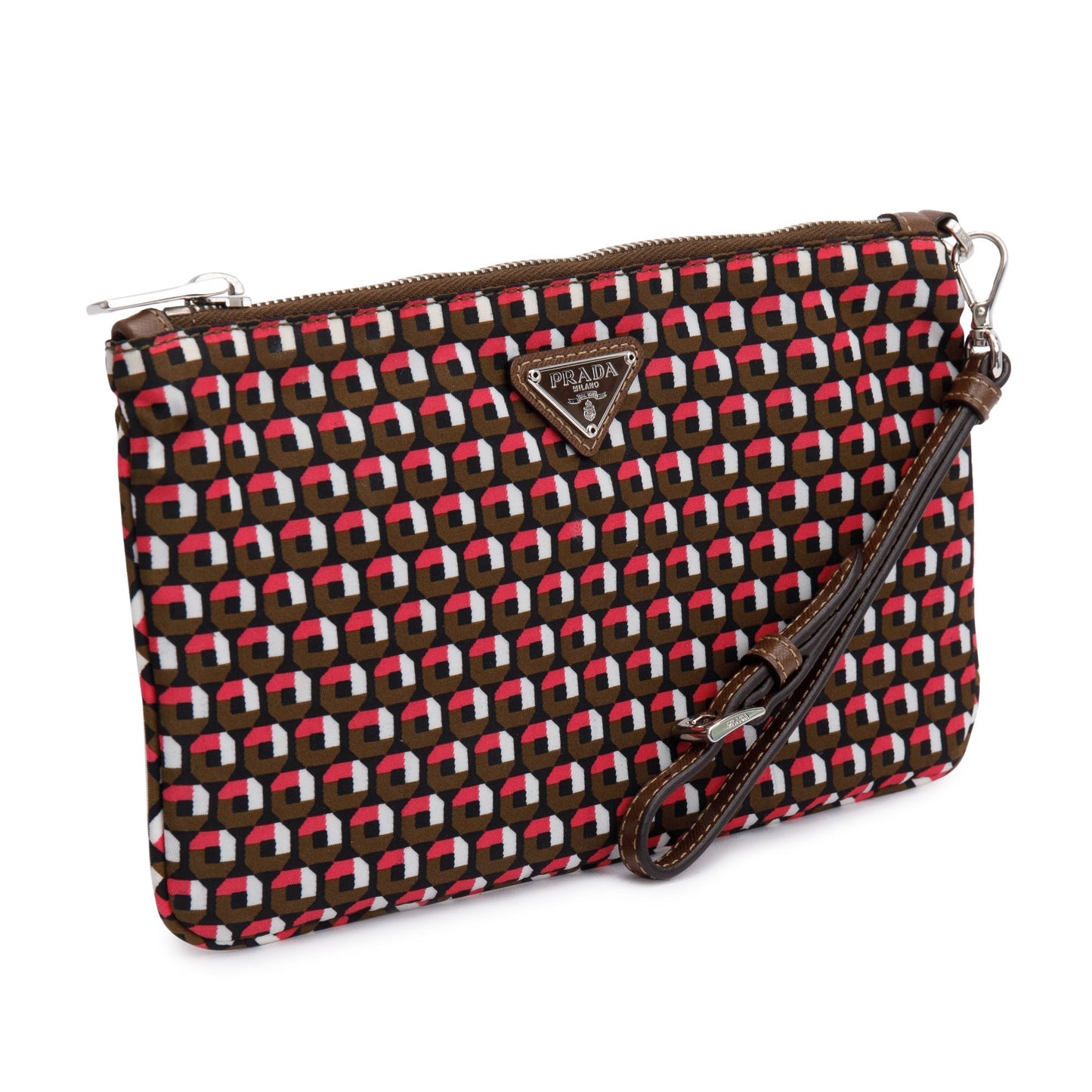 Prada Multicolor Tessuto Stampato Wristlet Handbag Nylon Travel Bag