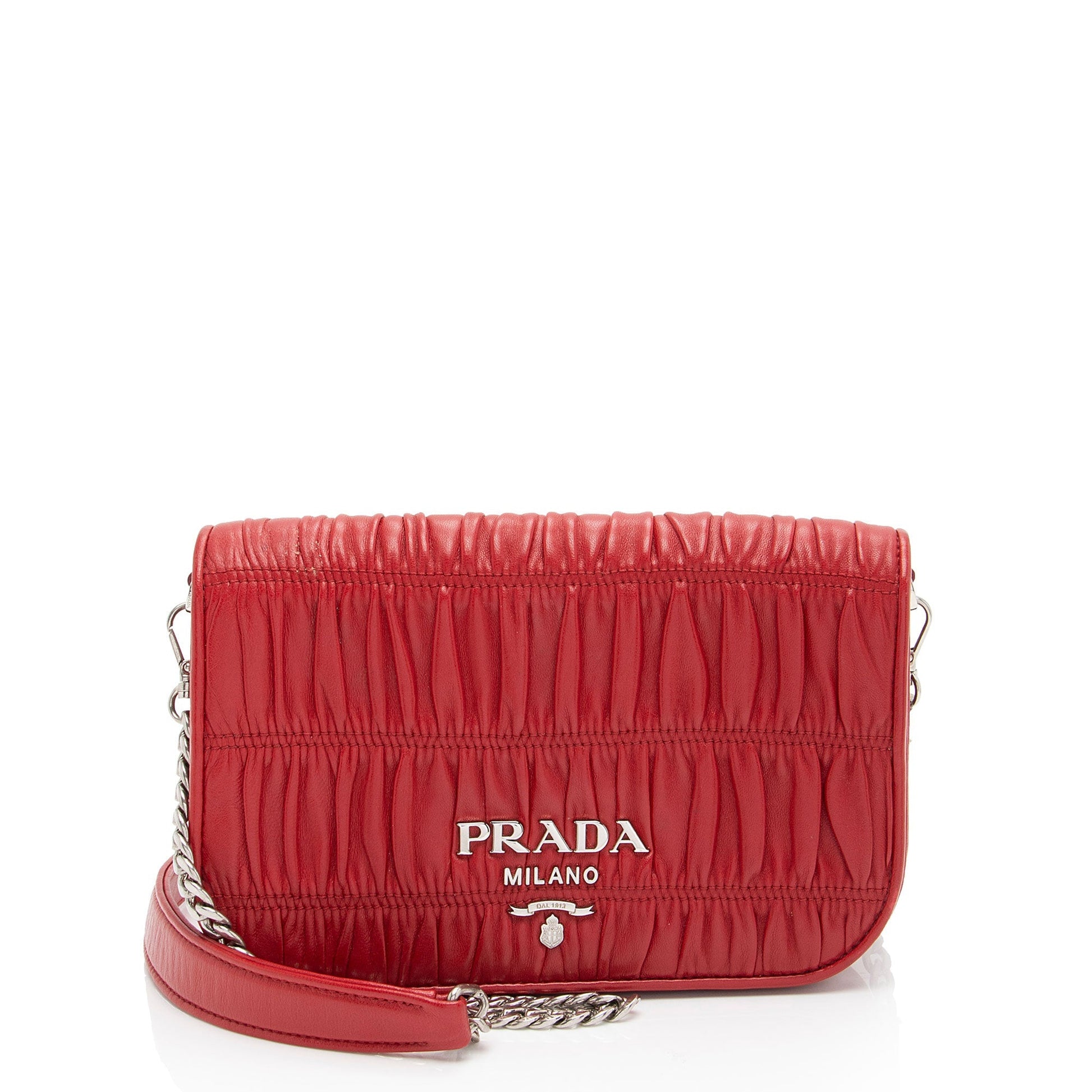Prada Nappa Gaufre Bag Leather Chain Flap Crossbody Bag